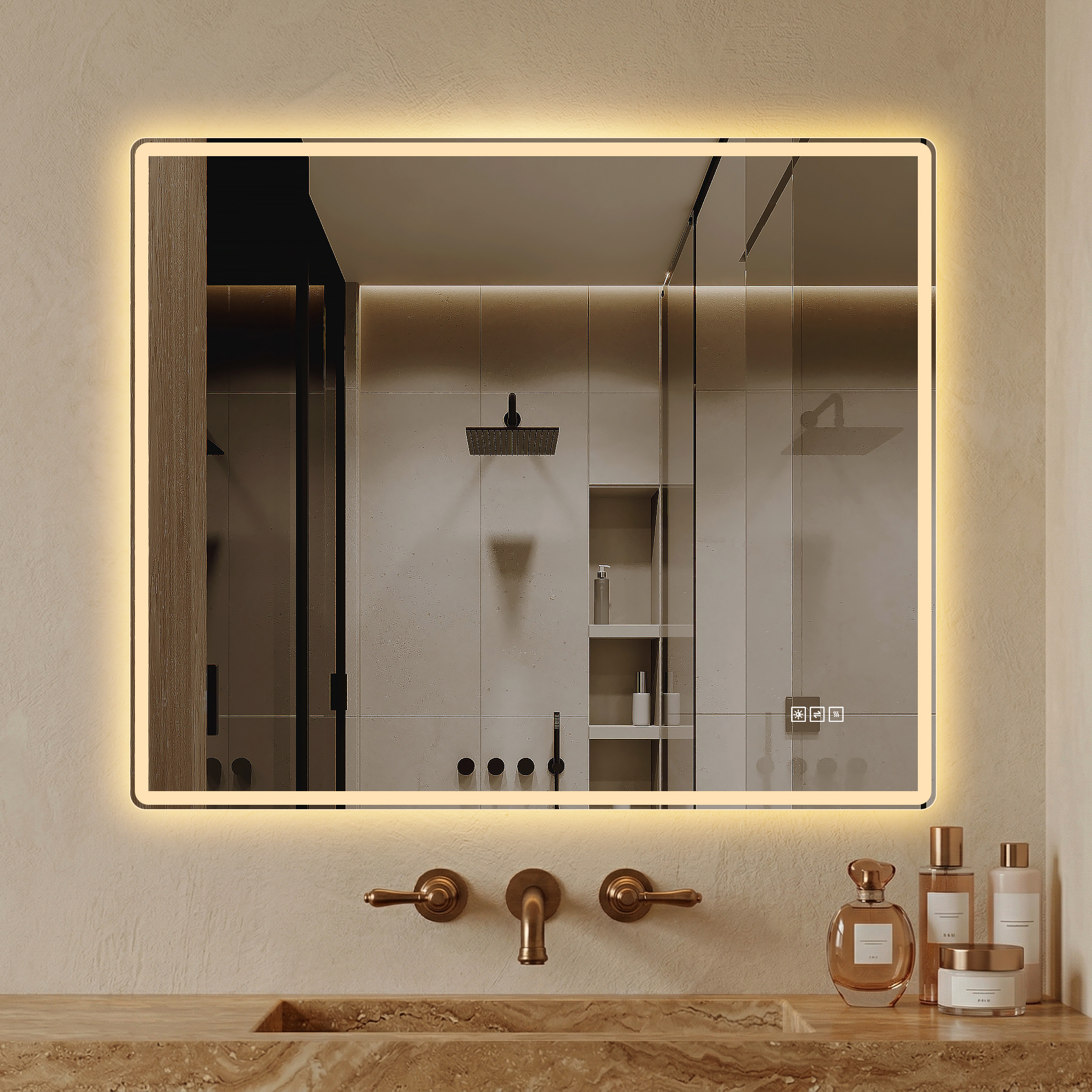 30  X 36  Frameless Front-Lit LED Bathroom Mirror With Anti-Fog, 3 Color Temperatures, Stepless Dimming, Smart Memory Function, Shatter-Resistant Backing, UL Certified, IP44 Waterproof 5
