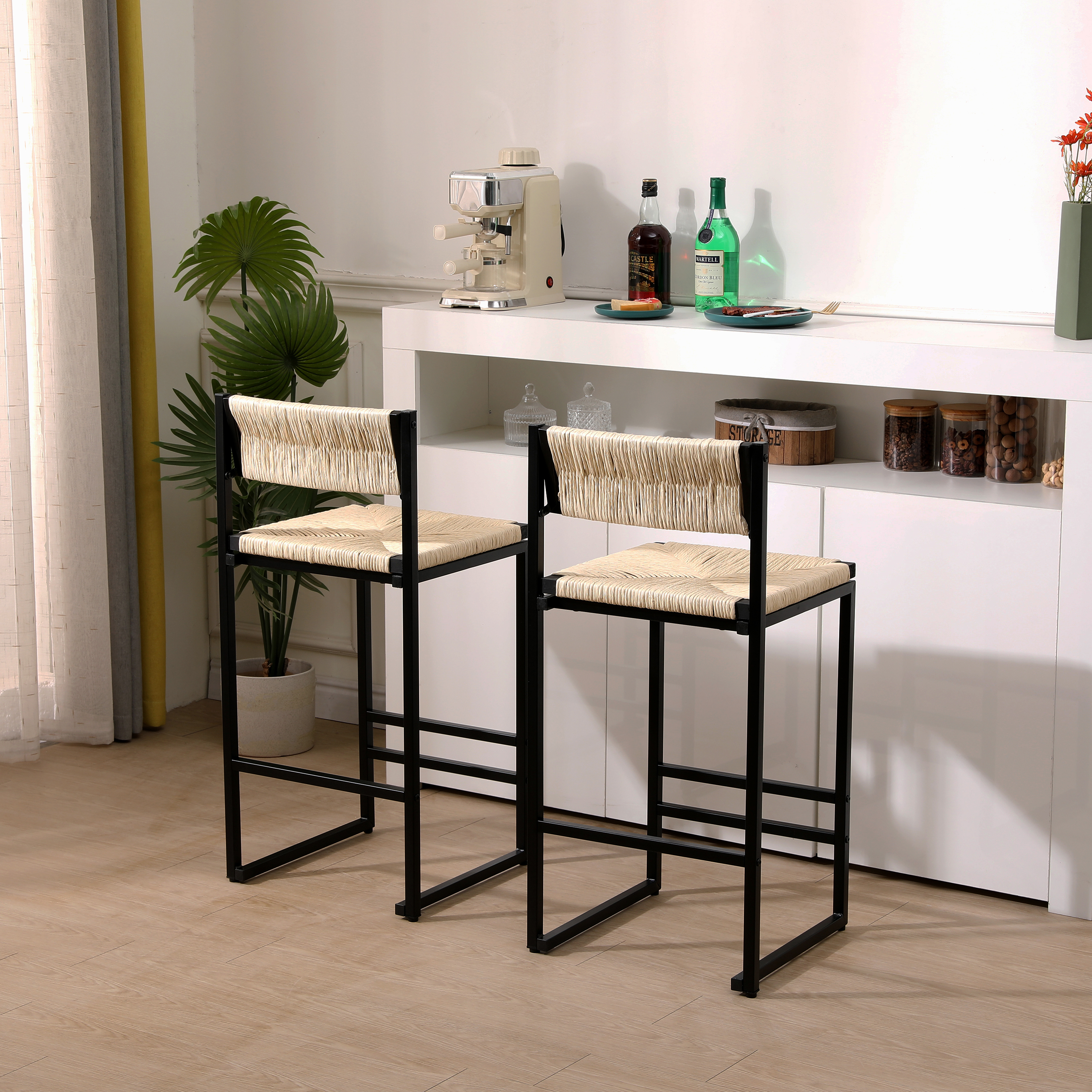 Paper Rope Woven Bar Stools