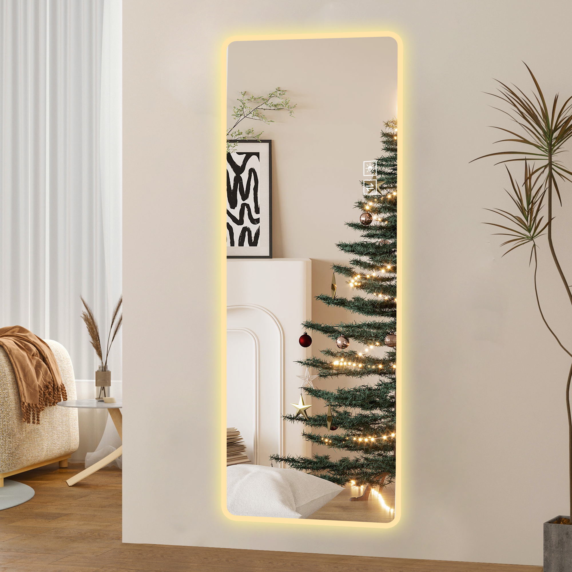 Full Length Mirror Lighted Vanity Body Mirror LED Mirror…