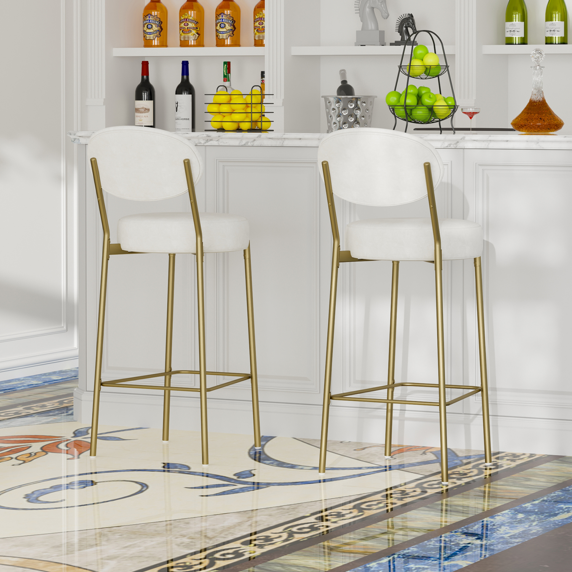 Upholstered Bar Stools Set of 2, picture 3 of 4