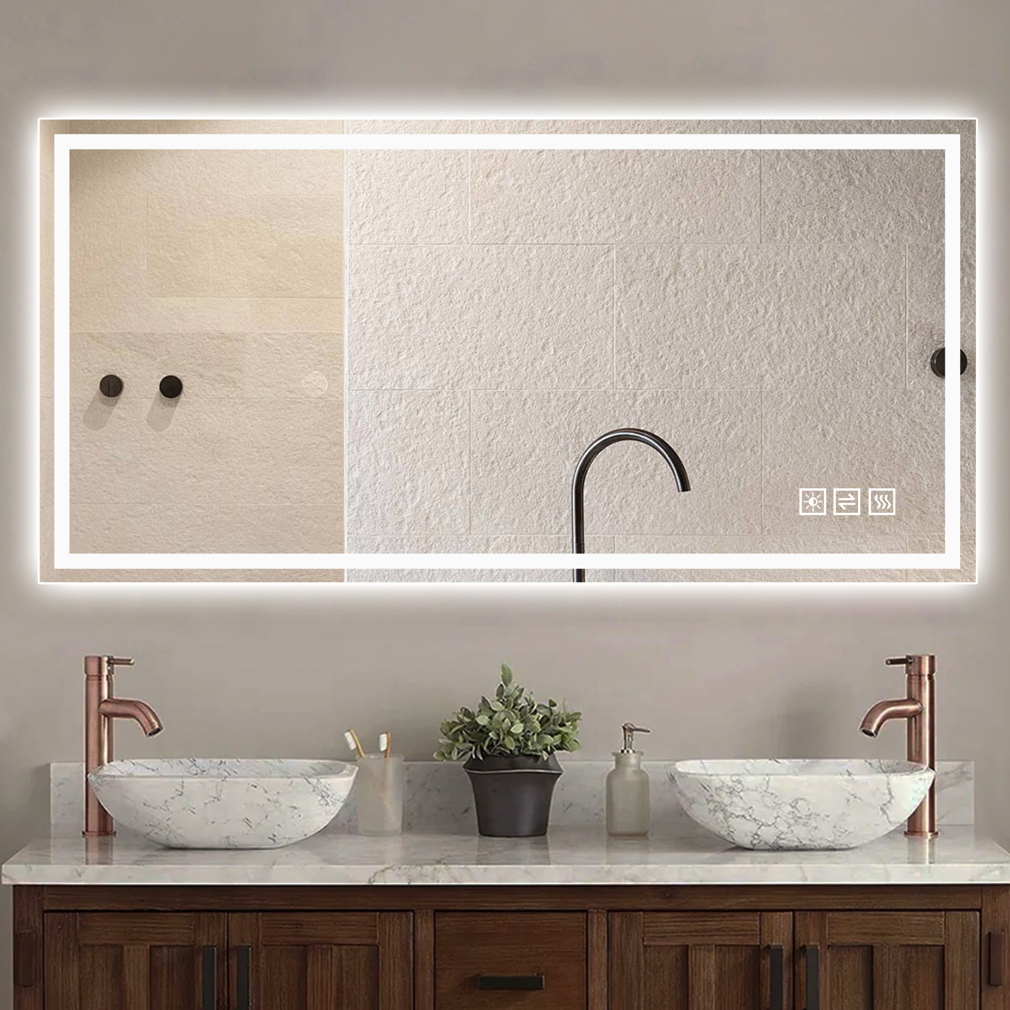 48 In. X 24 In. LED Bathroom Vanity Wall Mirror With Stra…