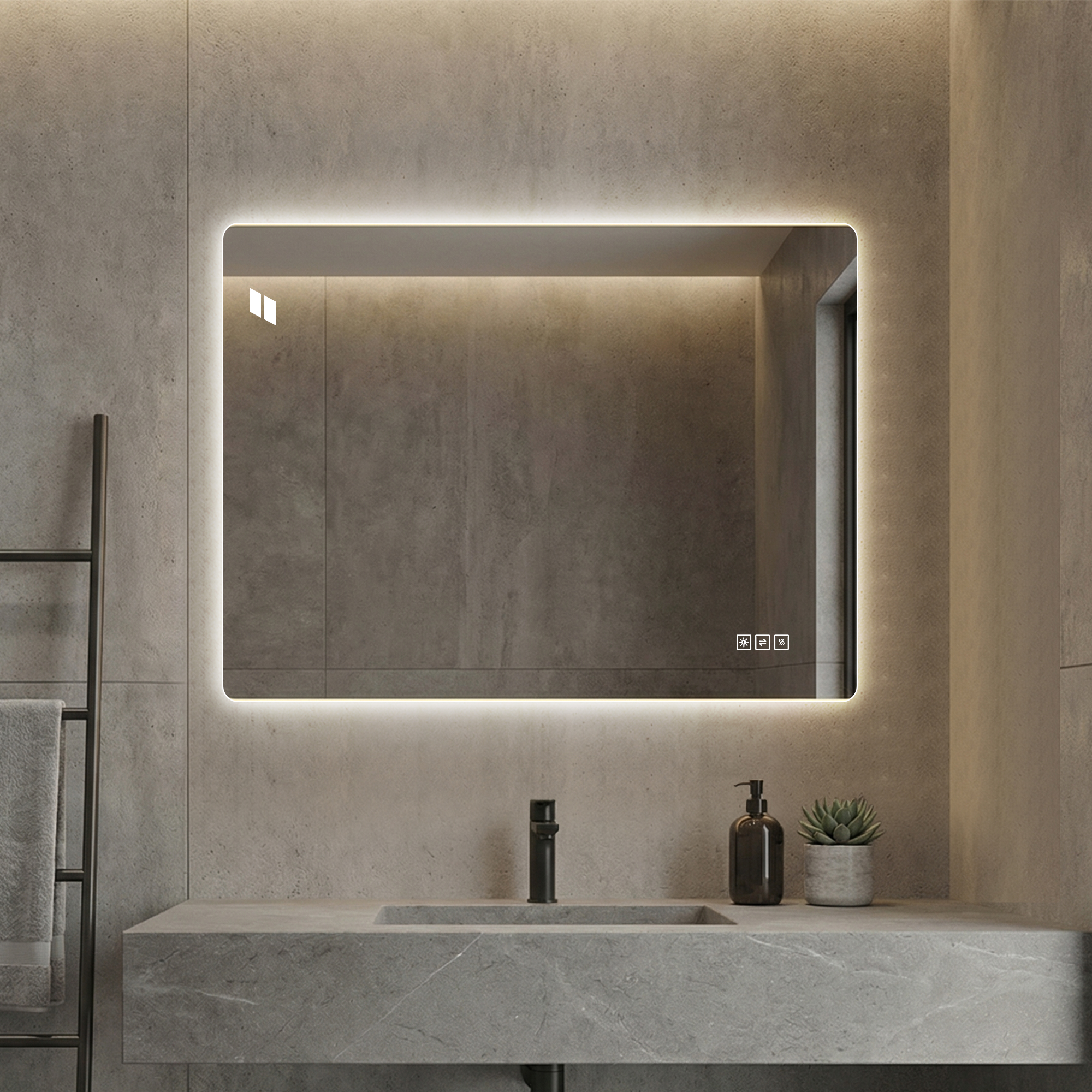 24x32 Inch Bathroom Mirror With Led Lights Front And Backlit