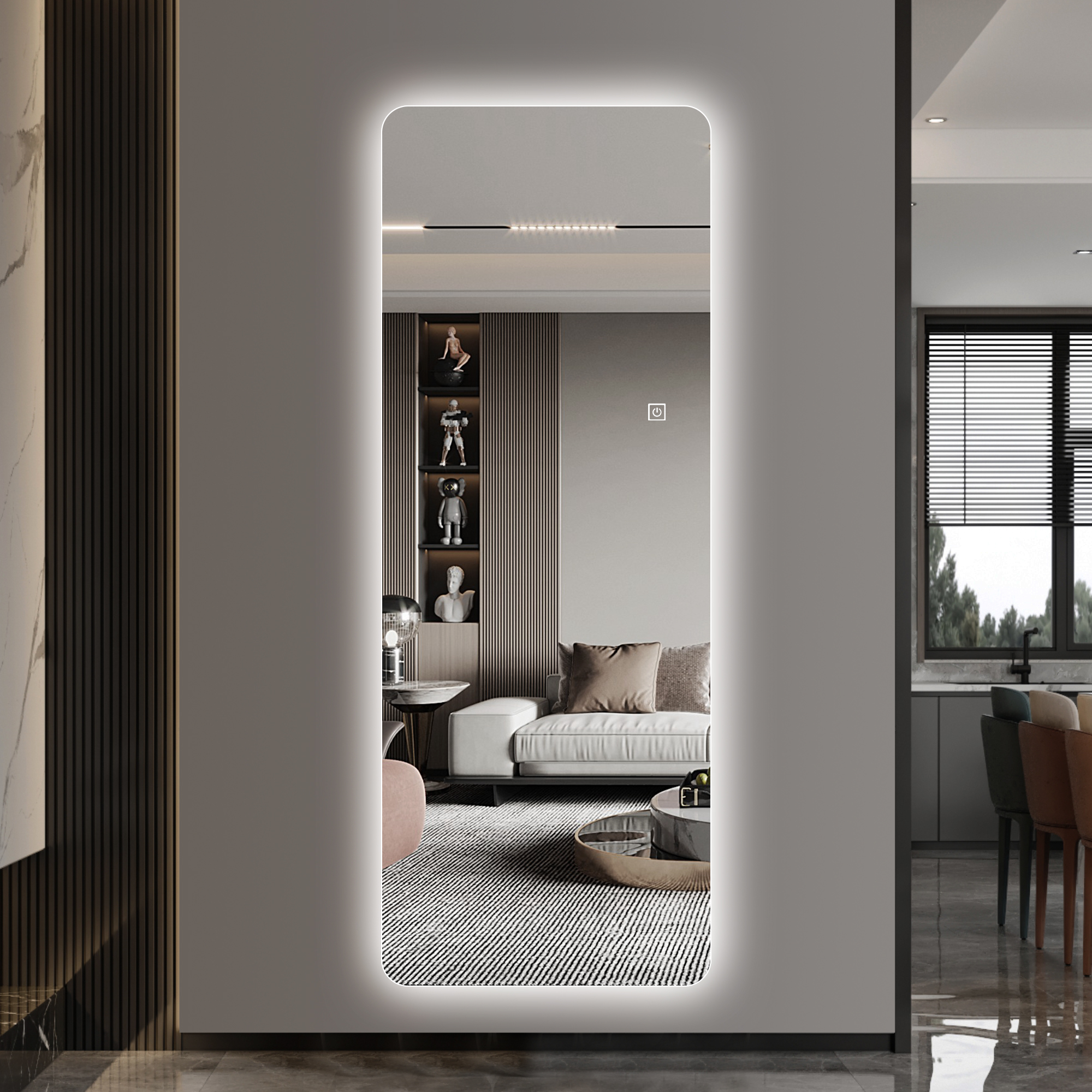 Wall-Mounted LED Full Length Mirror