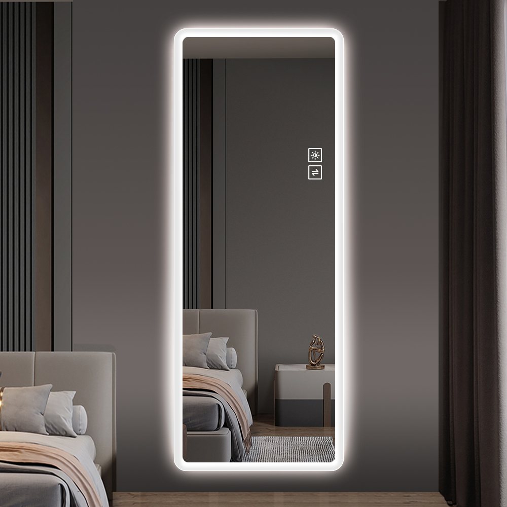Full Length Mirror Lighted Vanity Body Mirror LED Mirror Wall-Mounted Mirror Big Size Rounded Corners, Bedroom,Living Room,Dressing Room Hotel — foto 5