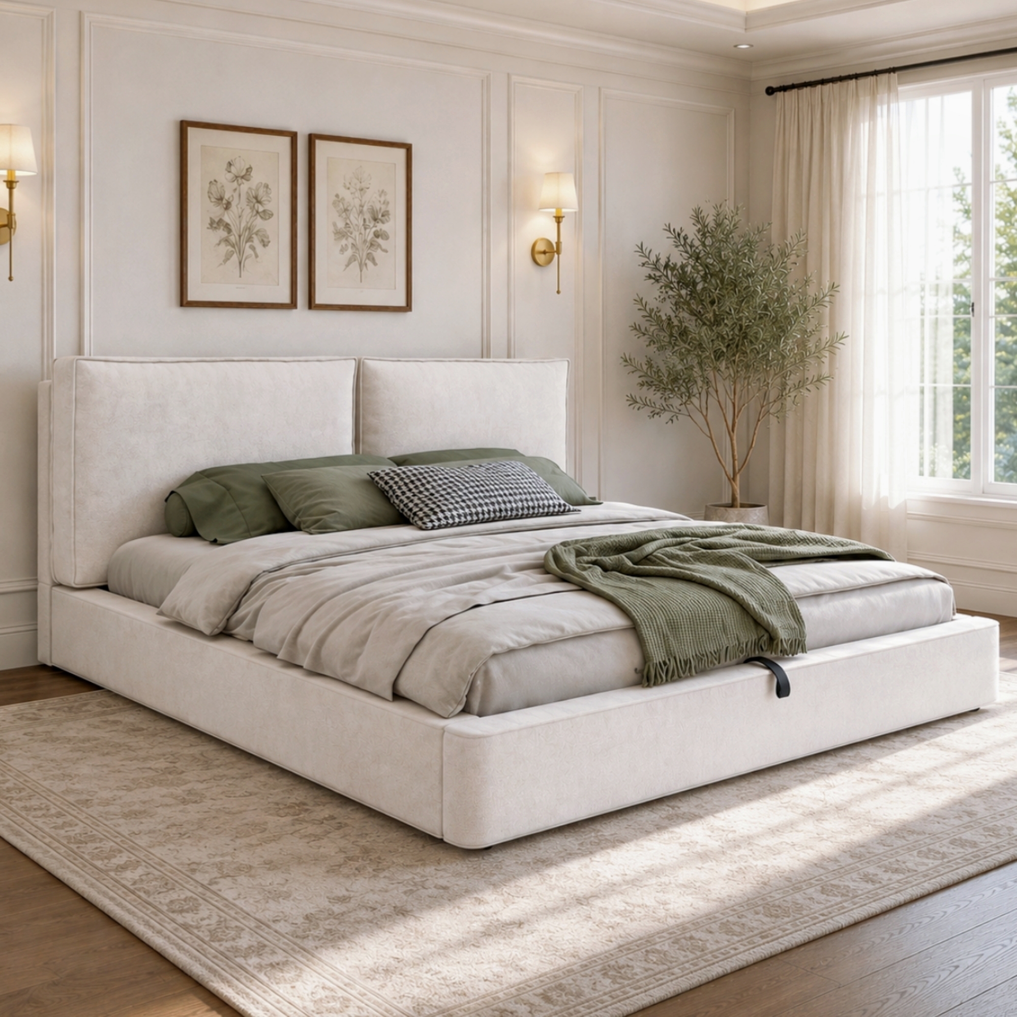 Double Ottoman Storage Bed Frame 4FT6 135 X 190 Cm , Upholstered With Spacious — image 5