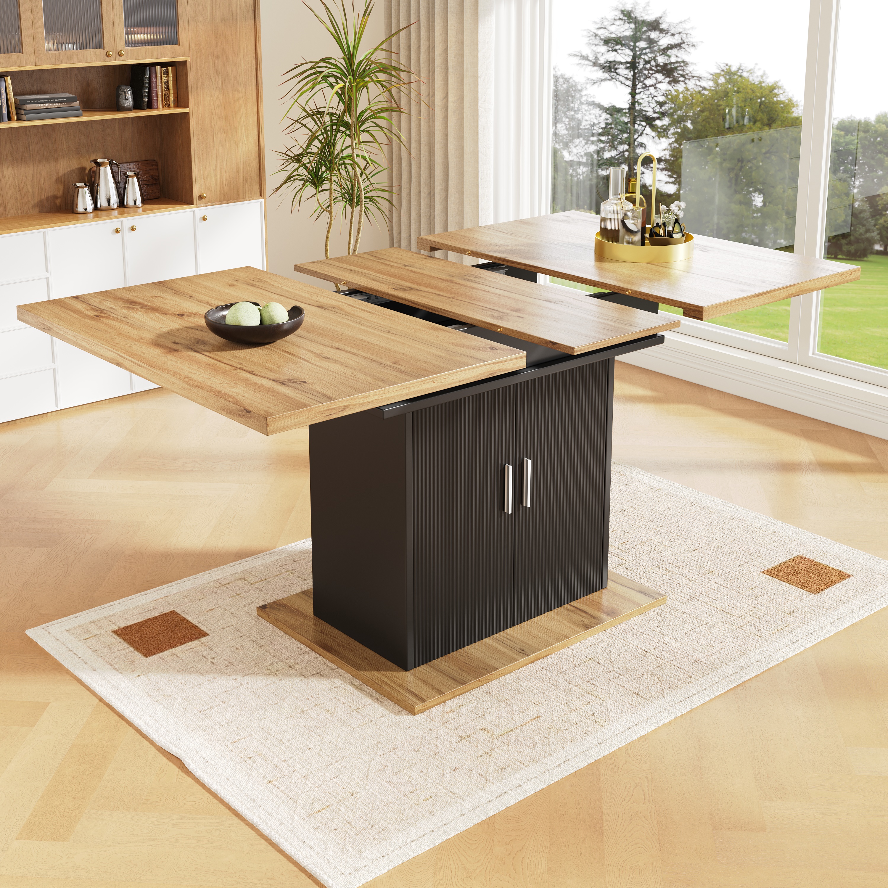 Telescopic Dining Table 140x70cm , Extendable With Storage Shelf, Space-saving — image 5