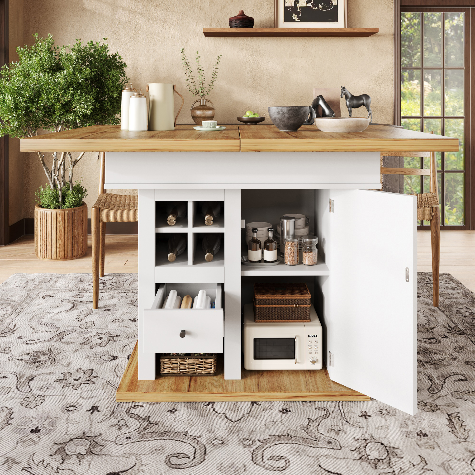 Telescopic Dining Table 110-140x80cm , Foldable Kitchen For 4-6 People — image 2