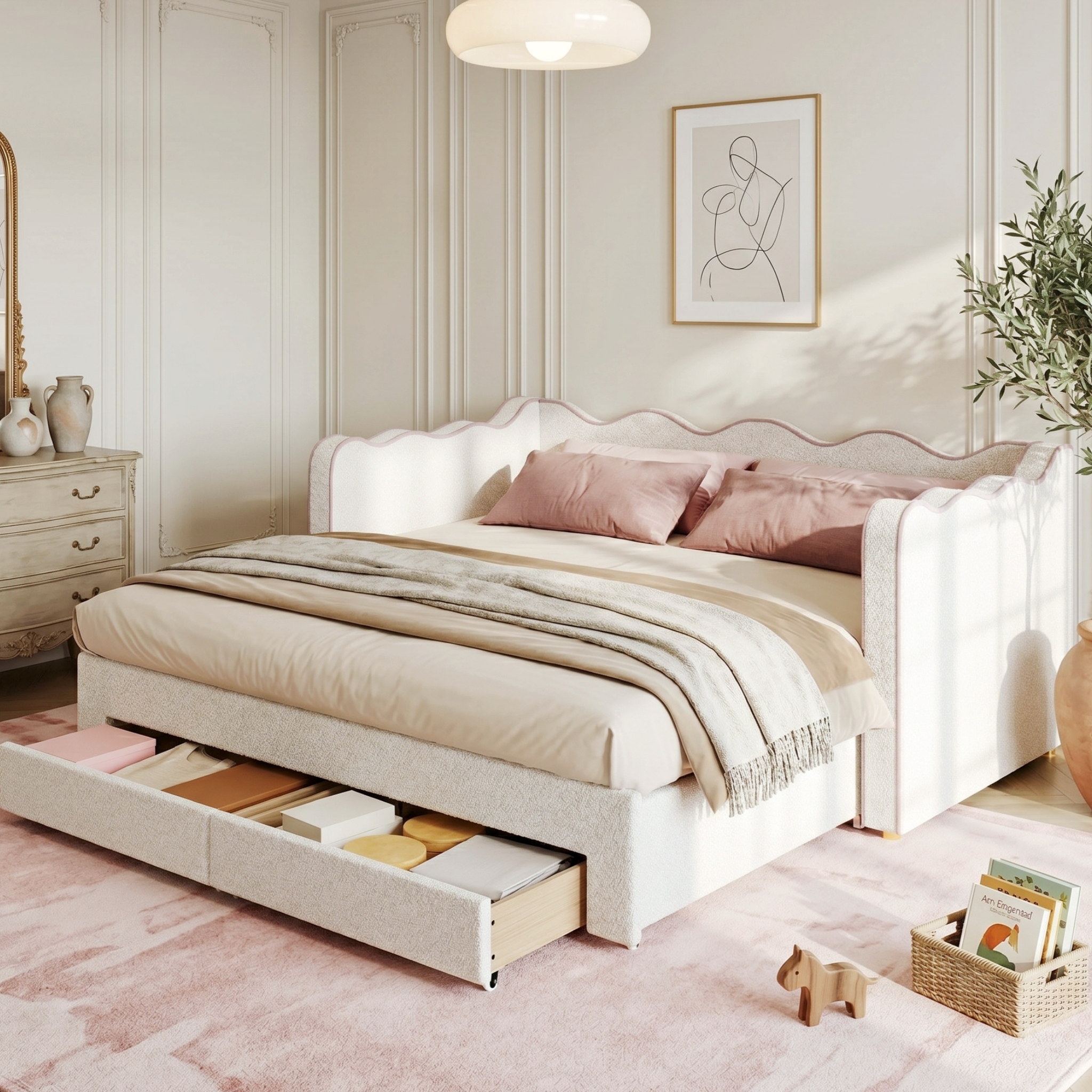 Daybed Sofa Bed With Pull-Out Trundle, Upholstered Single 90 X 190 Cm Extends — image 5