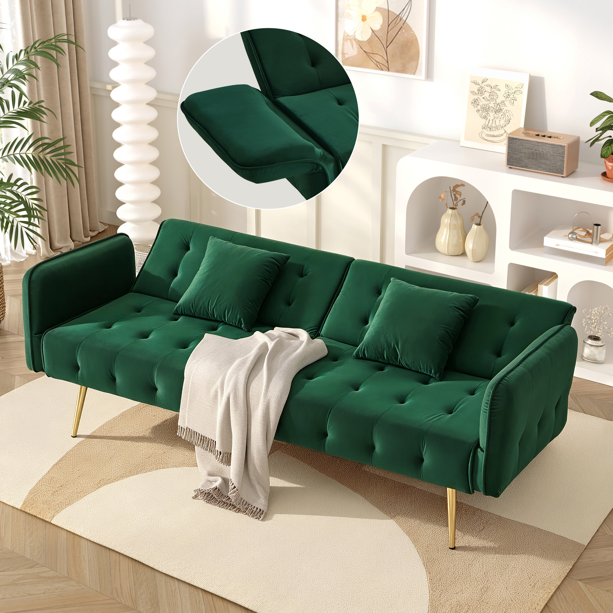 2-Seater Sofa Bed With Sleeping Function, Adjustable Backrest Multi-Position — image 2