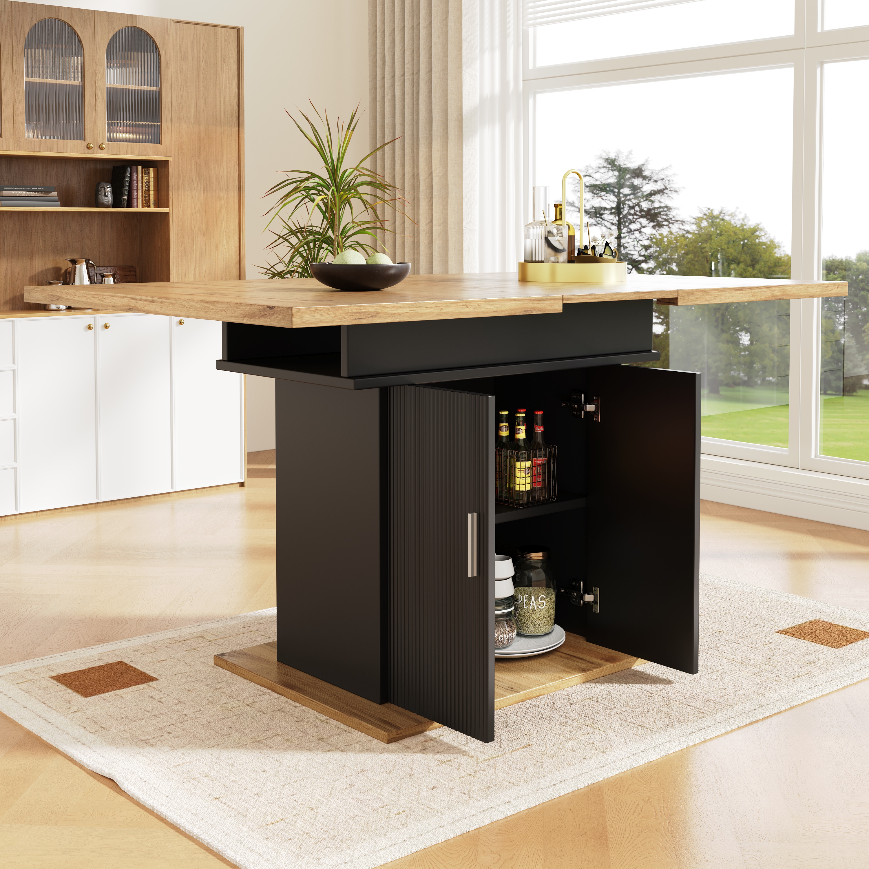 Telescopic Dining Table 140x70cm , Extendable With Storage Shelf, Space-saving — image 3