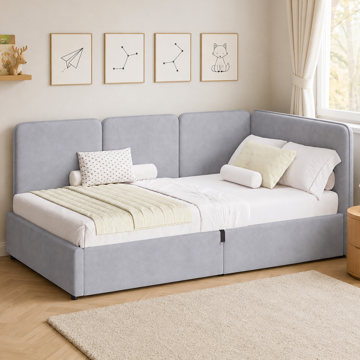 3FT Single Ottoman Daybed With Storage, 90 X 190 Cm Upholstered Velvet Day Bed — image 5