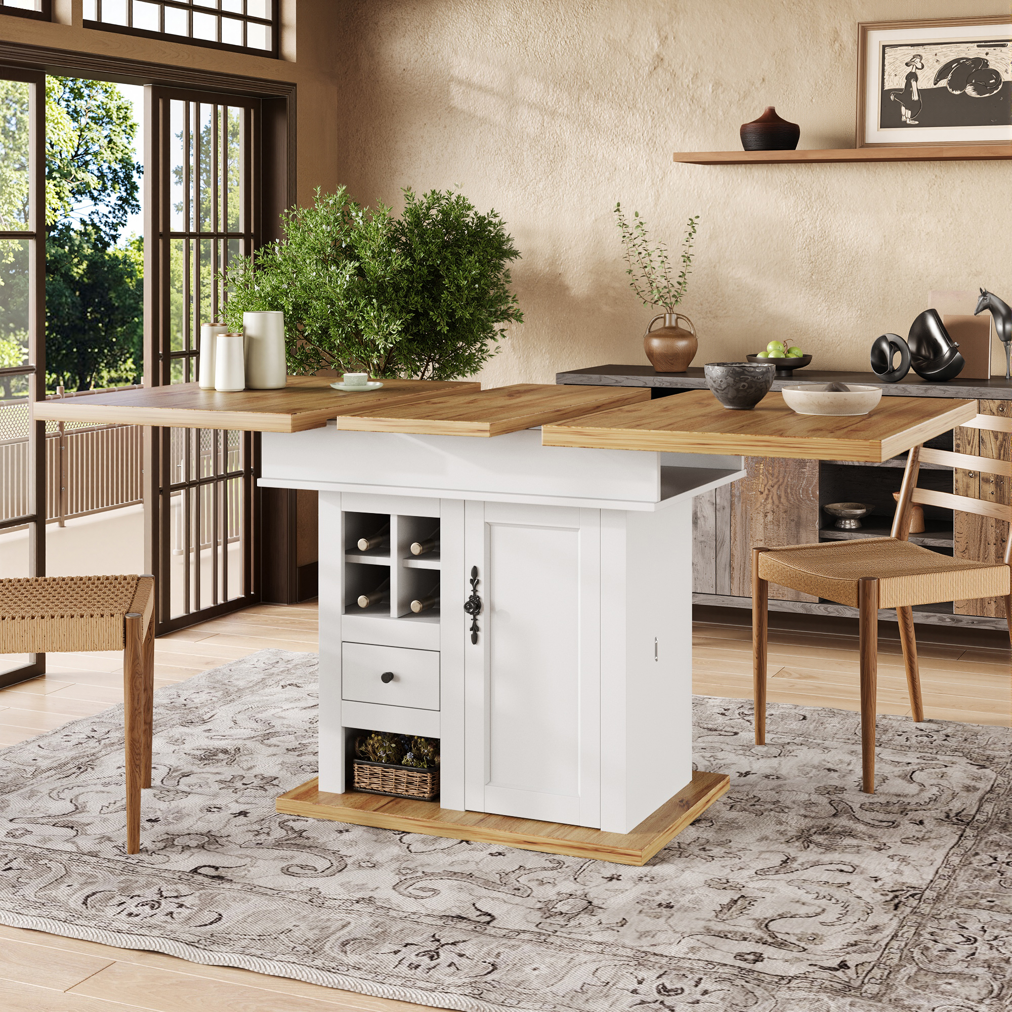 Telescopic Dining Table 110-140x80cm , Foldable Kitchen For 4-6 People — image 4