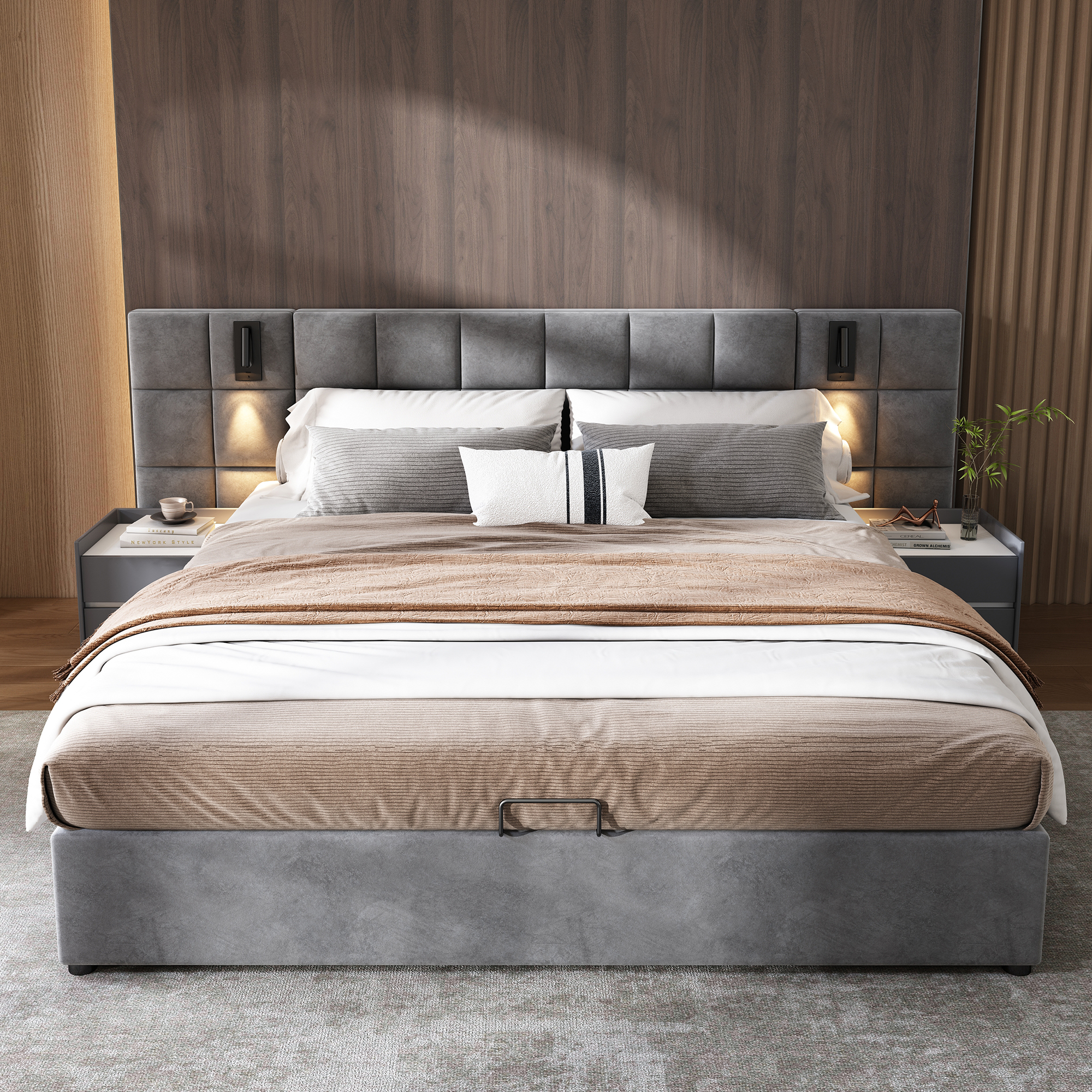 Upholstered Bed, King Size Bed-5ft 150x200cm , Hydraulic Storage — image 4