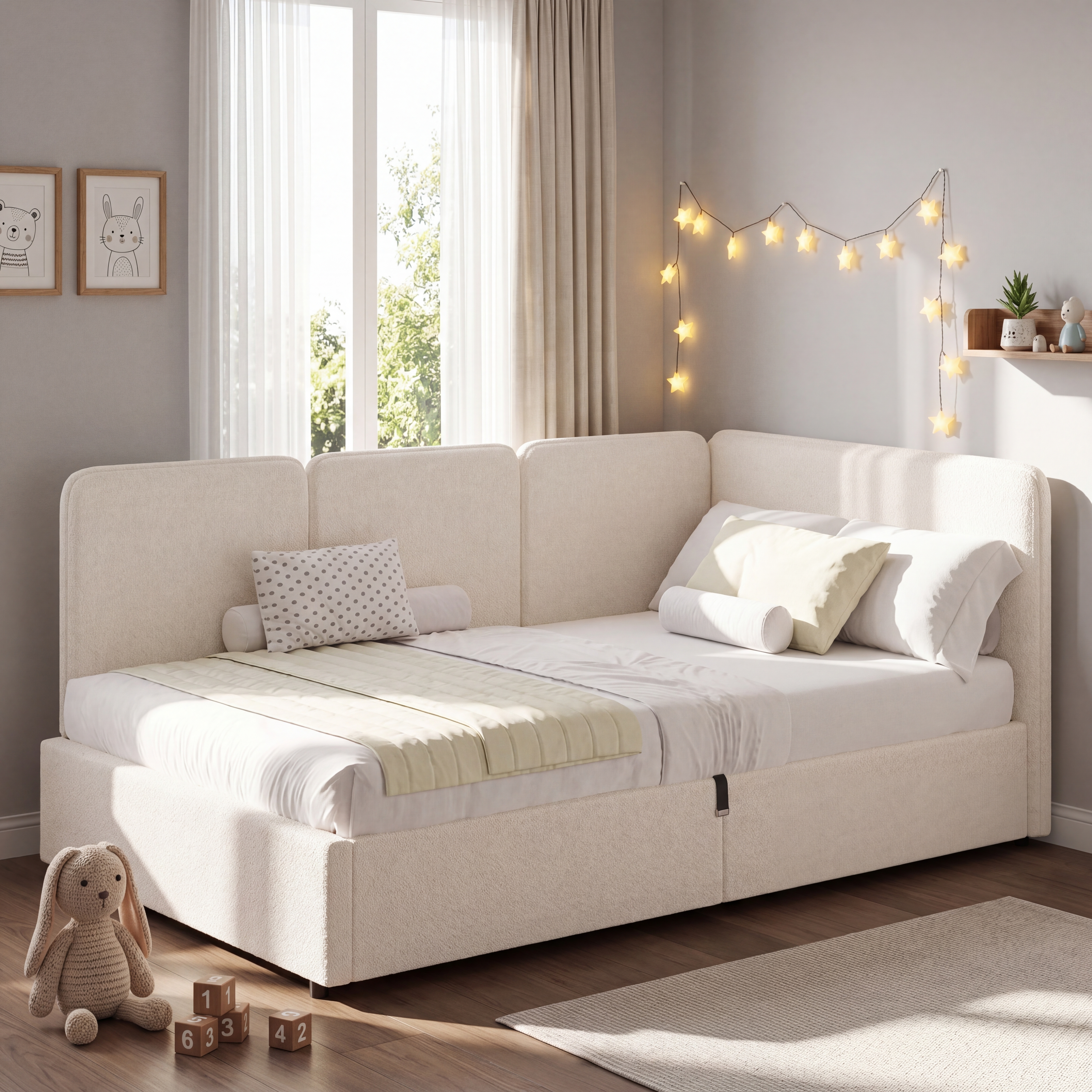 3FT Single Ottoman Daybed With Storage, 90 X 190 Cm Upholstered Reversible Left — image 4