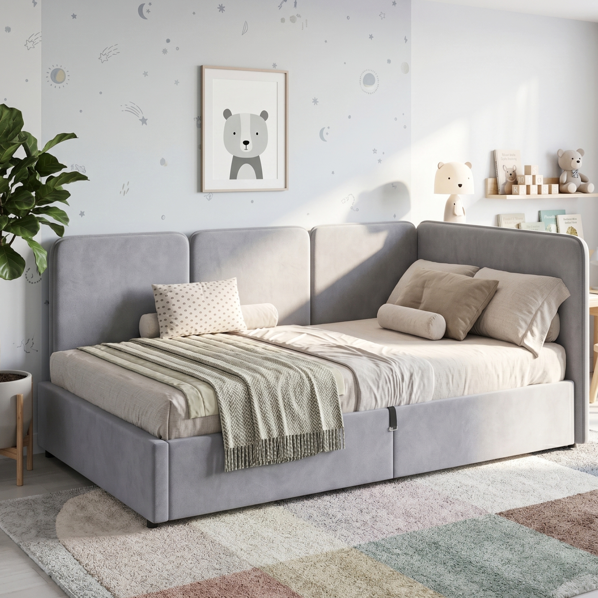 3FT Single Ottoman Daybed With Storage, 90 X 190 Cm Upholstered Velvet Day Bed — image 2