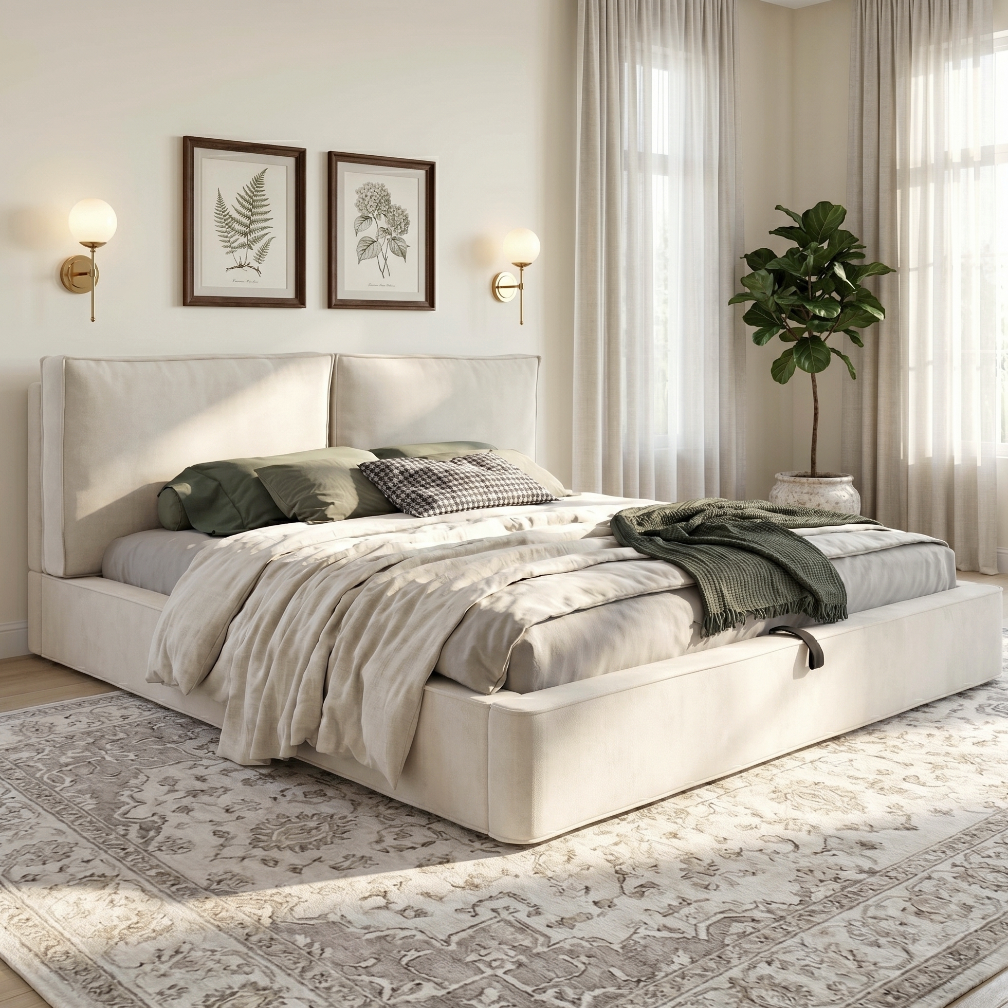 Double Ottoman Storage Bed Frame 4FT6 135 X 190 Cm , Upholstered With Spacious — image 2