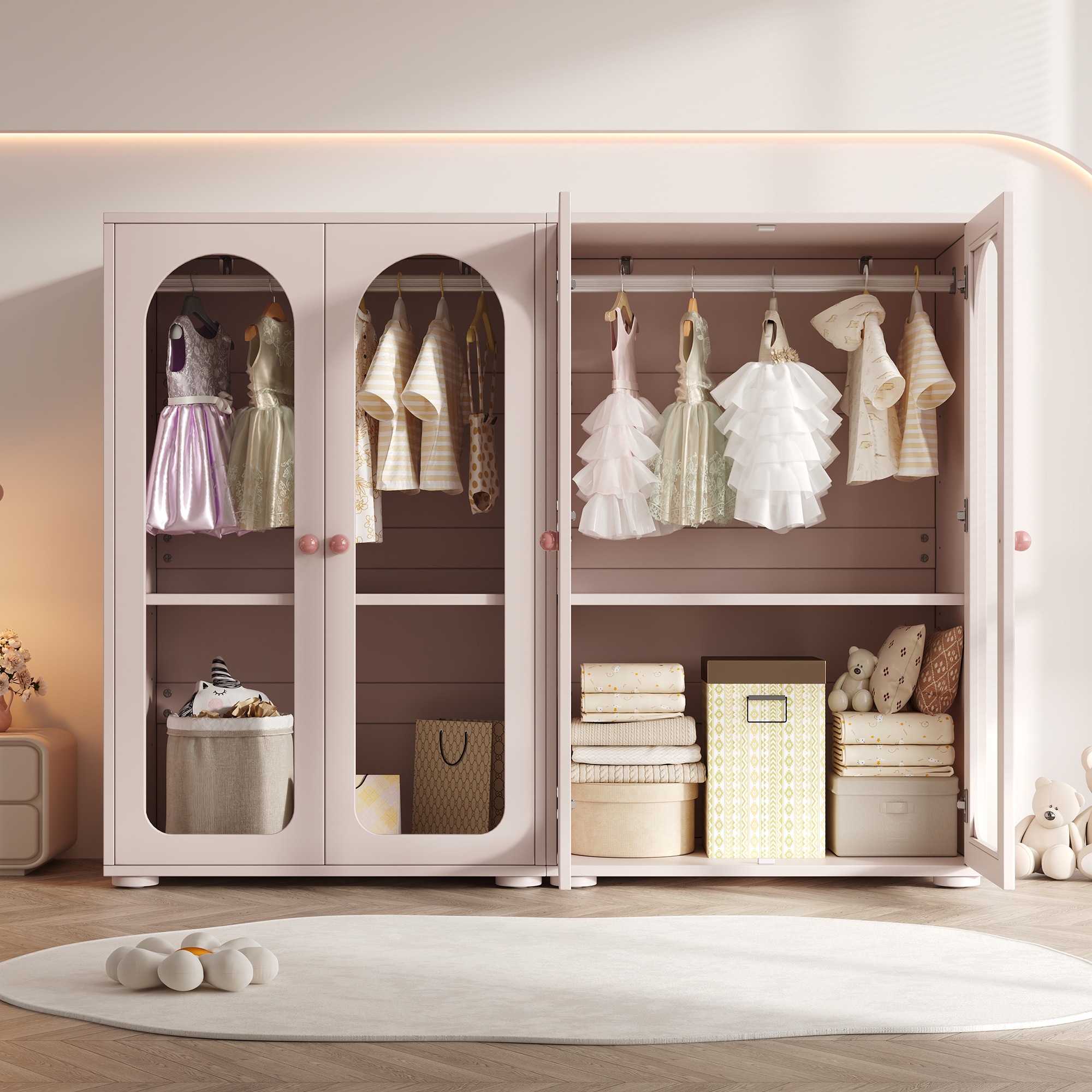 Armoire 2 portes, armoire en vinyle, armoire de rangement pour chambre – Image 2