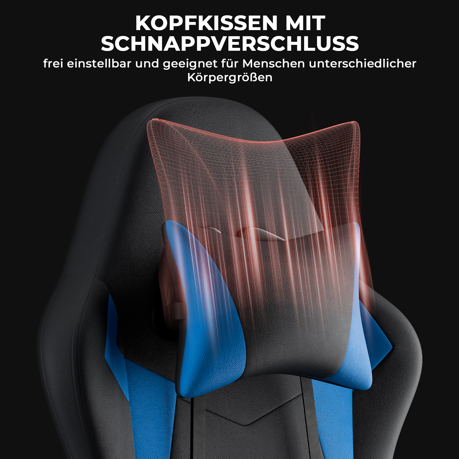 Gaming Chair Ergonomic Gaming Chair With Lumbar Cushion And Headrest, Gamer Chair Height Adjustable, Pc Chair For Adults Girl Boy,Black Blue 4