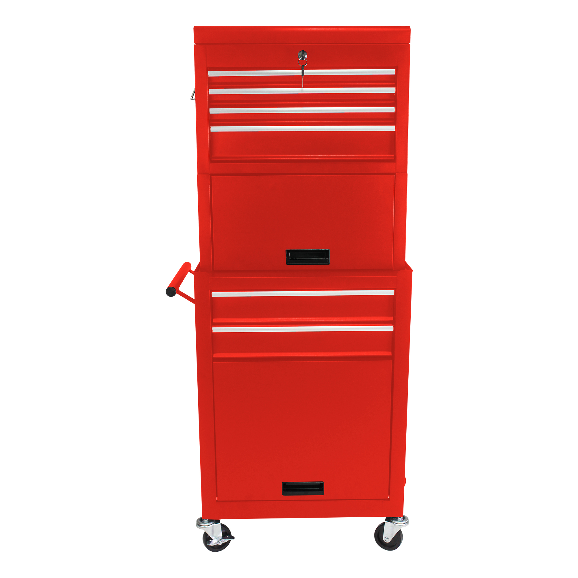 Symbol Cabinet On Wheels, 6-Switchable Roll Toolbox With 4 Universal Wheels, 2 In 1 Detachable Toolbox Storage Organizer For Garage Workshop Repair Workshop, Red Red