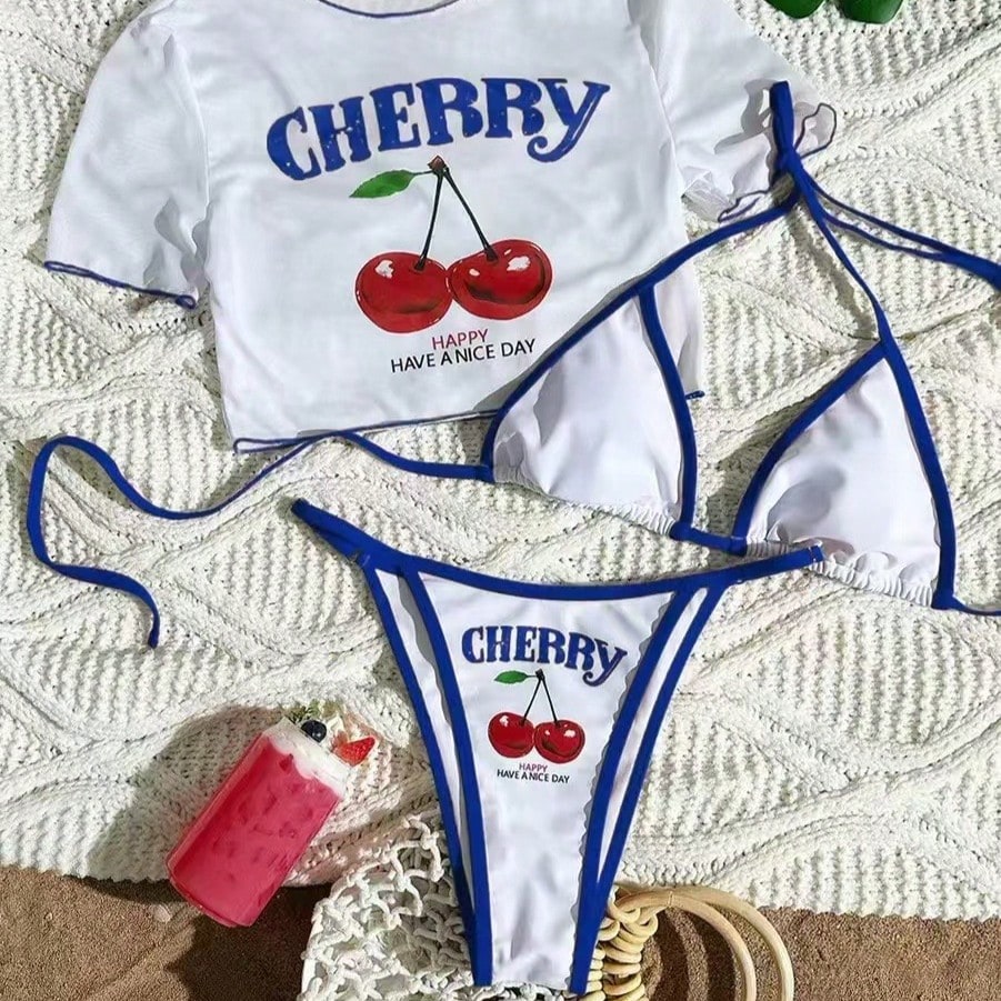 cherry print bikini by Around The World In A Rush