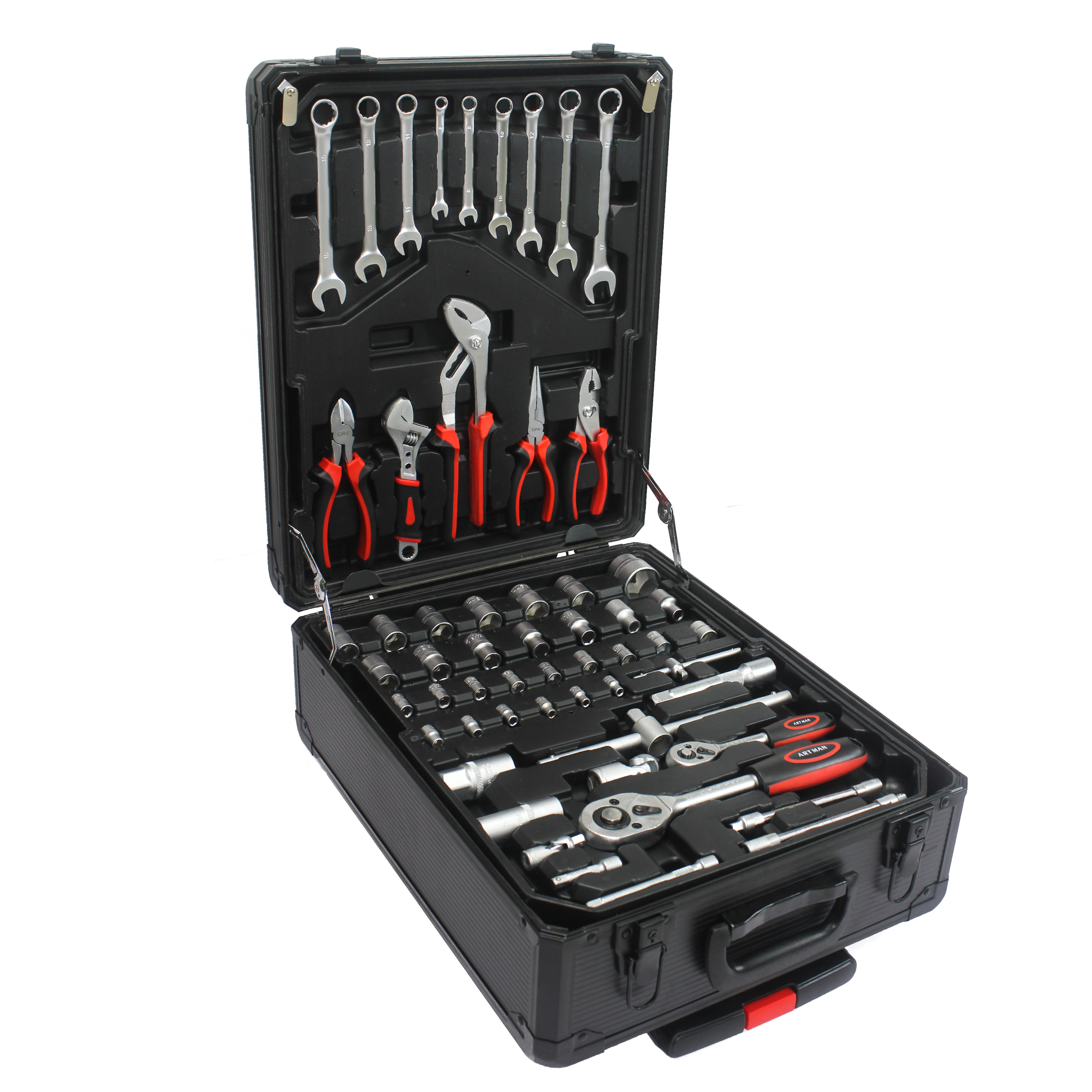 899 Pieces DIY Tool Set, Tool Case With 4 Drawers, General Purpose Household Tool Set With Rolling Tool Box, For Maintenance, Garden, Homeowner -Black Black