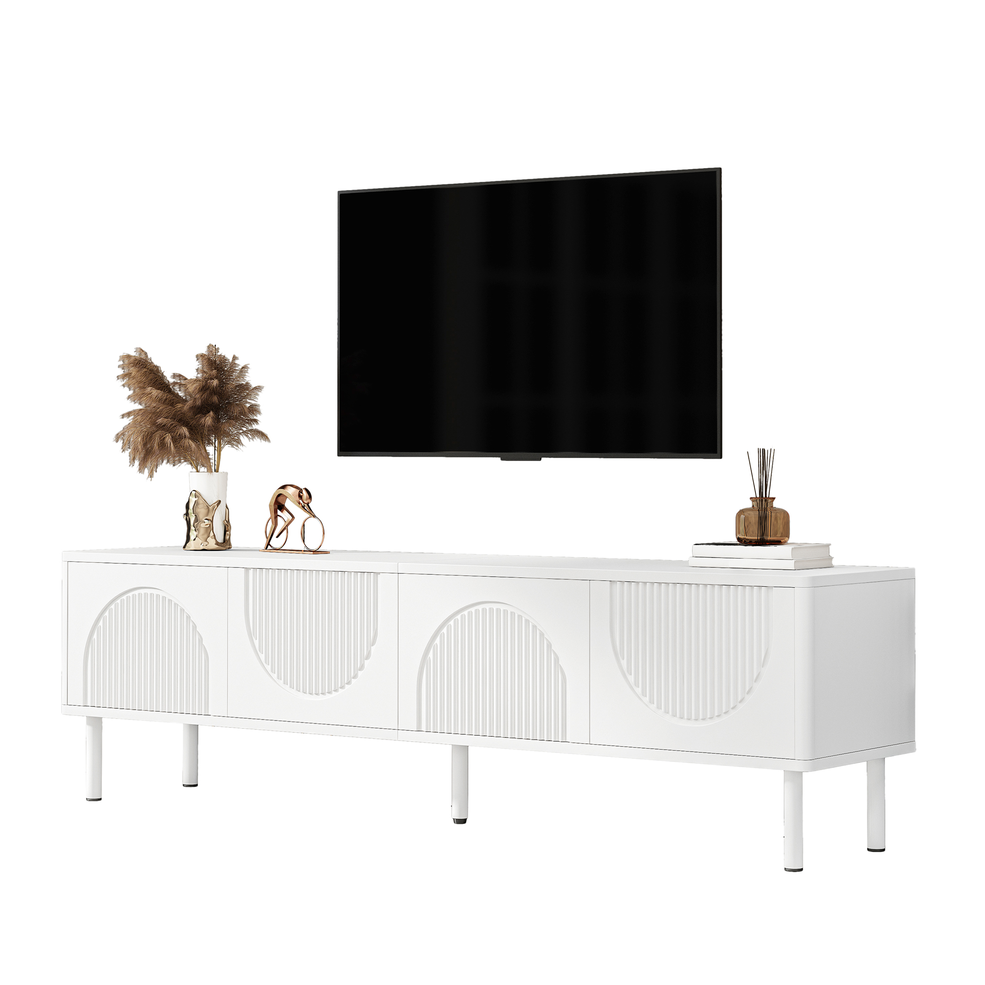 Modern TV Lowboard 180cm With Storage Space, Matte Finish & Cable Management  Minimalist Design For Living Room, Bedroom Or Hallway  OLD SKU GL7512W