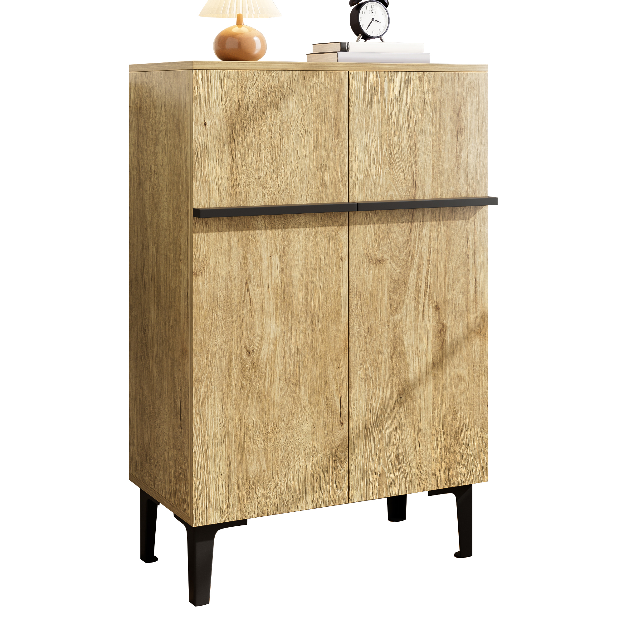 Modern Shoe Cabinet With Double Doors, Large Storage Space And Adjustable Shelves   Practical Storage Cabinet For The Entrance Area, Space-saving Design 95x60x34.5 Cm