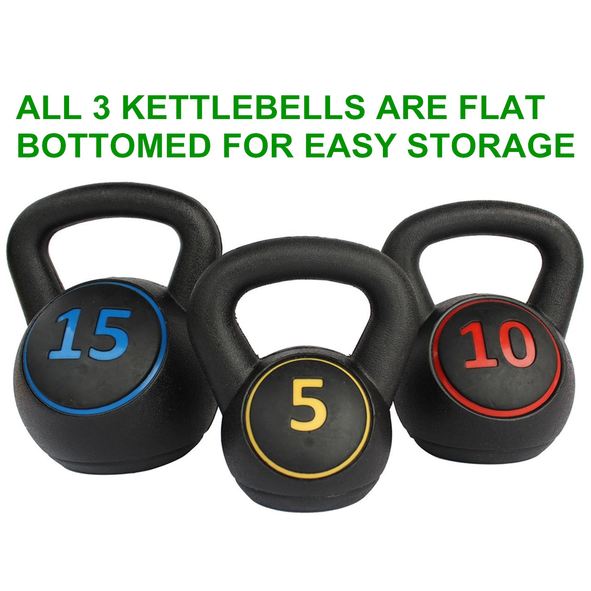 5 10 15LB Kettlebell Set With Non-Slip Handle, Compact Home Gym Equipment For Strength Training Fitness Rehabilitation 5