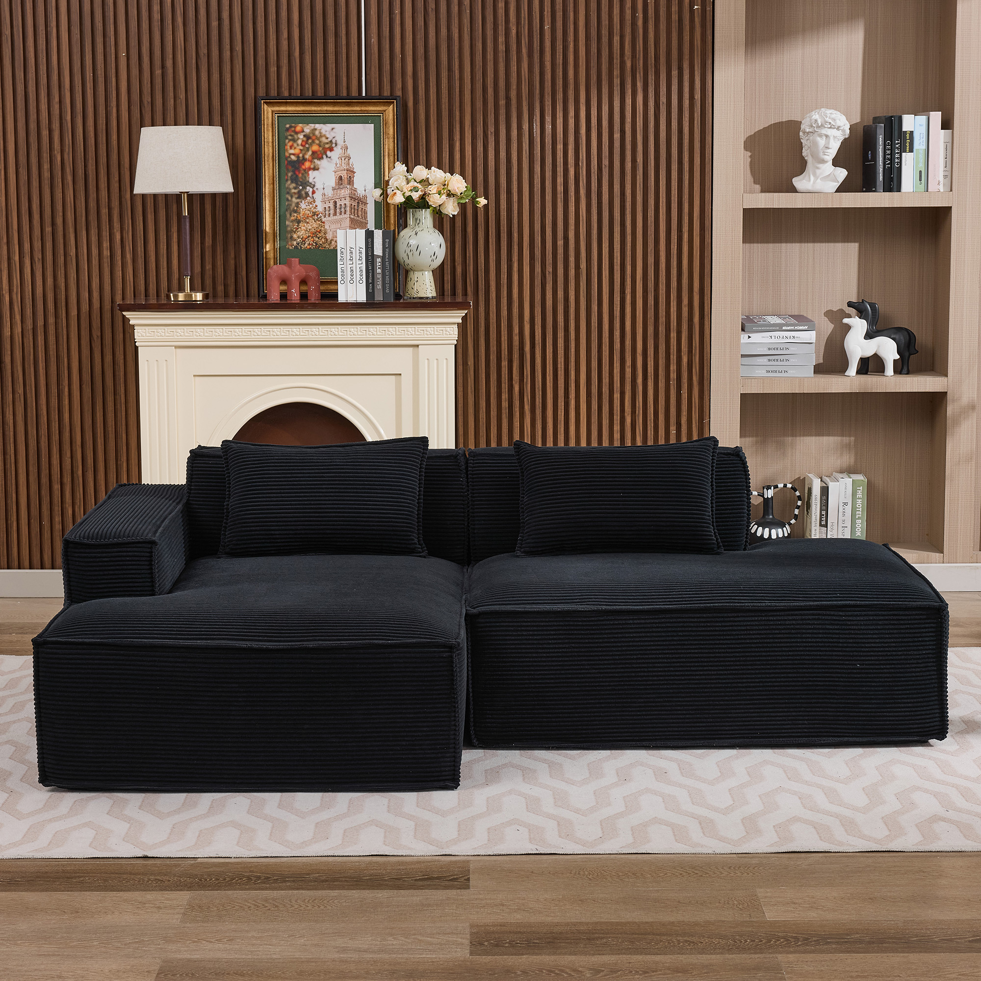 235 Cm Wide Economy Textile Sofa With Two Cushions  Pencil Case - Modern, Simple And Comfortable Sofa, Ideal For Small Living Rooms, Apartments And Of