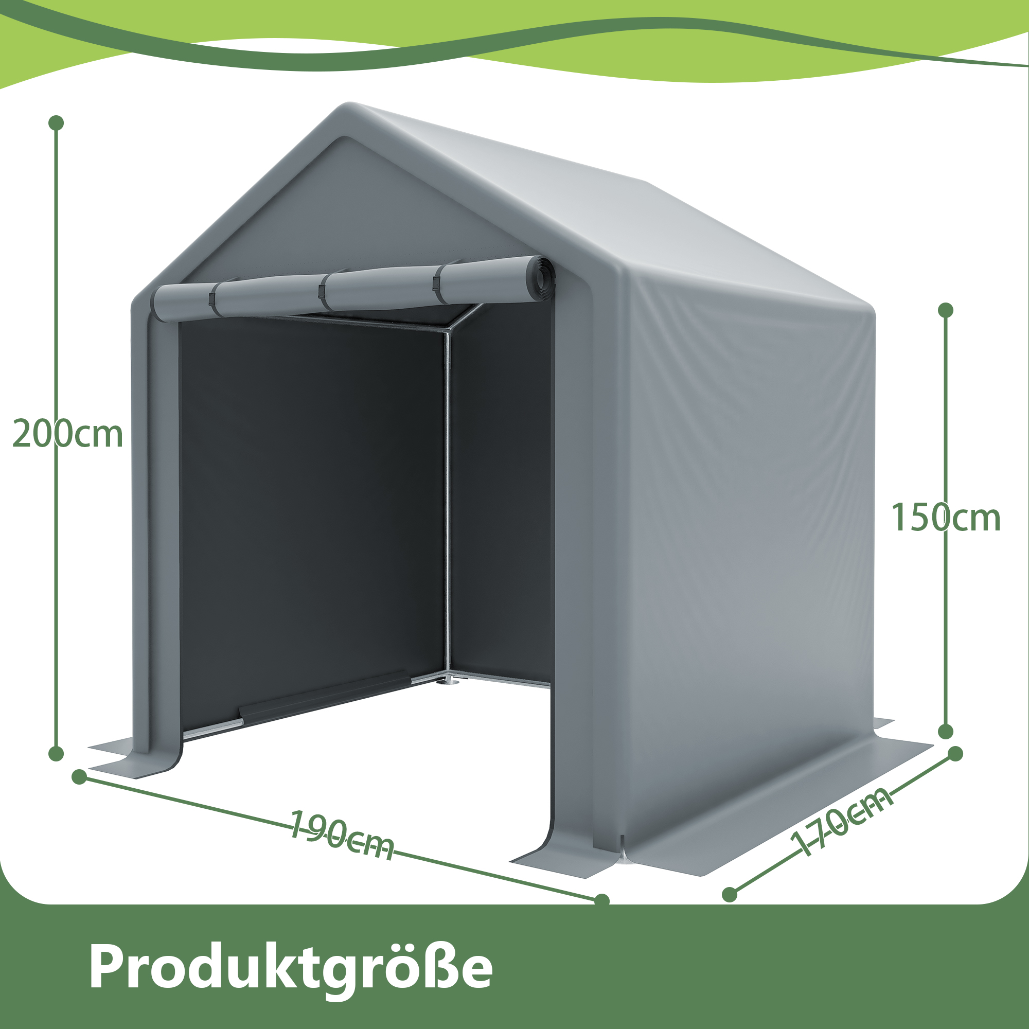 Garden Shed 190x170x200cm, Bicycle Garage, Tool Shed, Garage Tent, Garden Shed Storage Tent Bicycle Shed Tool Tent Storage Garage, Dark Grey 4