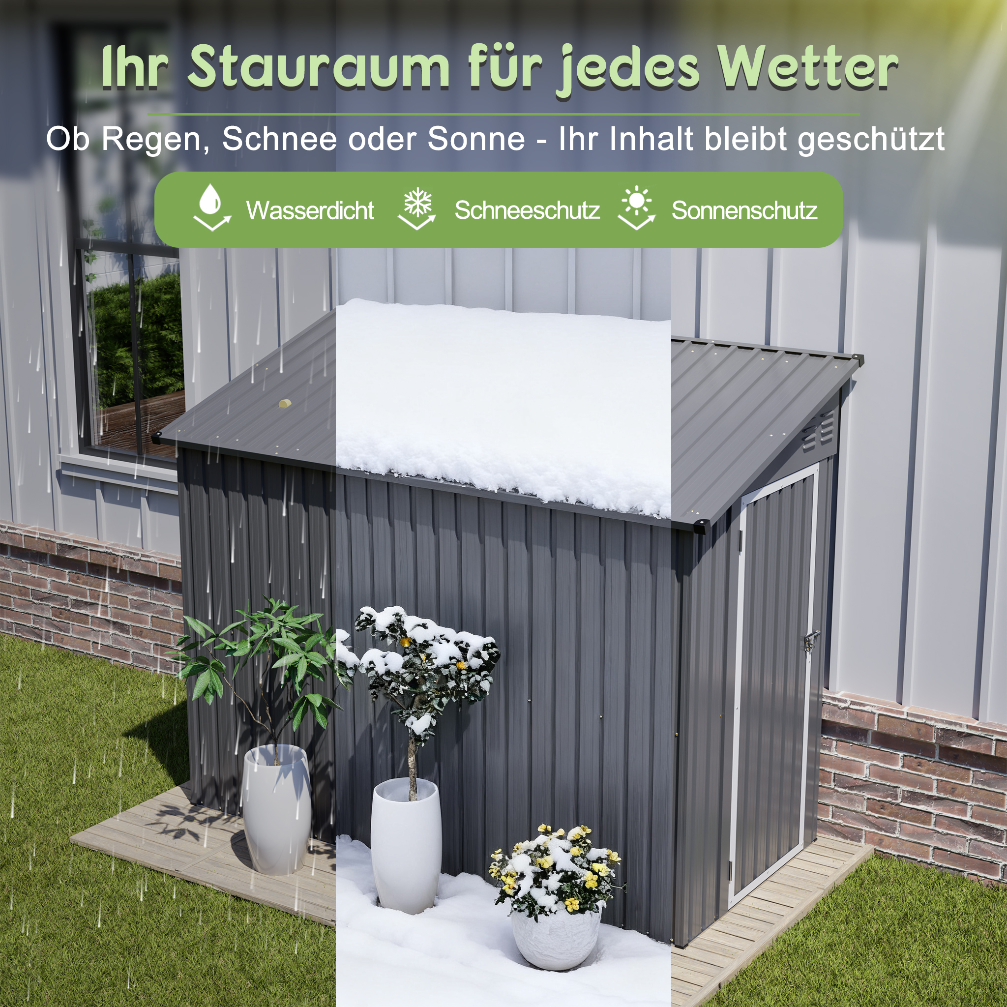 4'x8' Metal Garden Shed, Extension Shed With Lockable Door & 2 Vents, Tool Storage For Backyard & Patio, Gray 5
