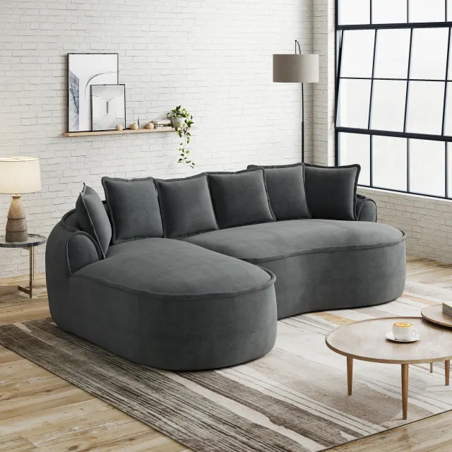 Modulares Sofa L-Form mit Chenille-Bezug Grau