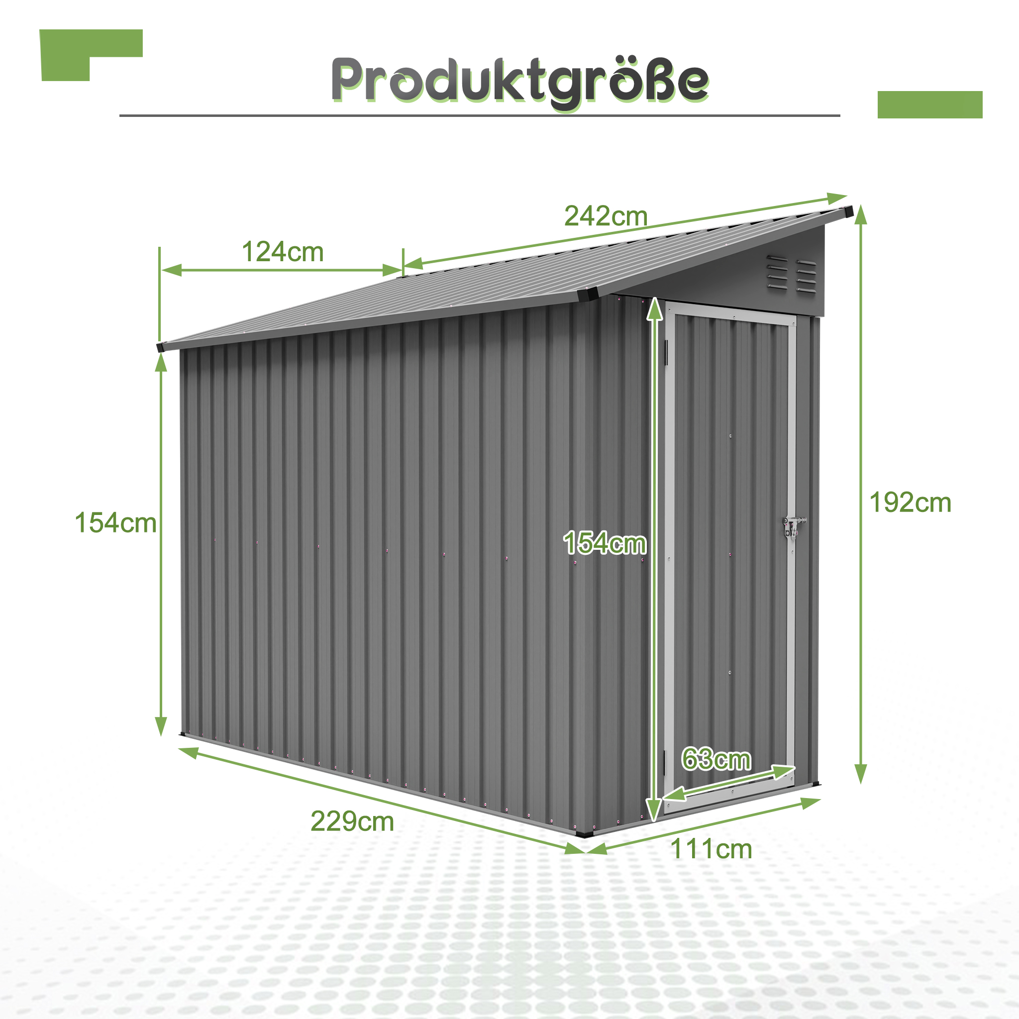 4'x8' Metal Garden Shed, Extension Shed With Lockable Door & 2 Vents, Tool Storage For Backyard & Patio, Gray 4