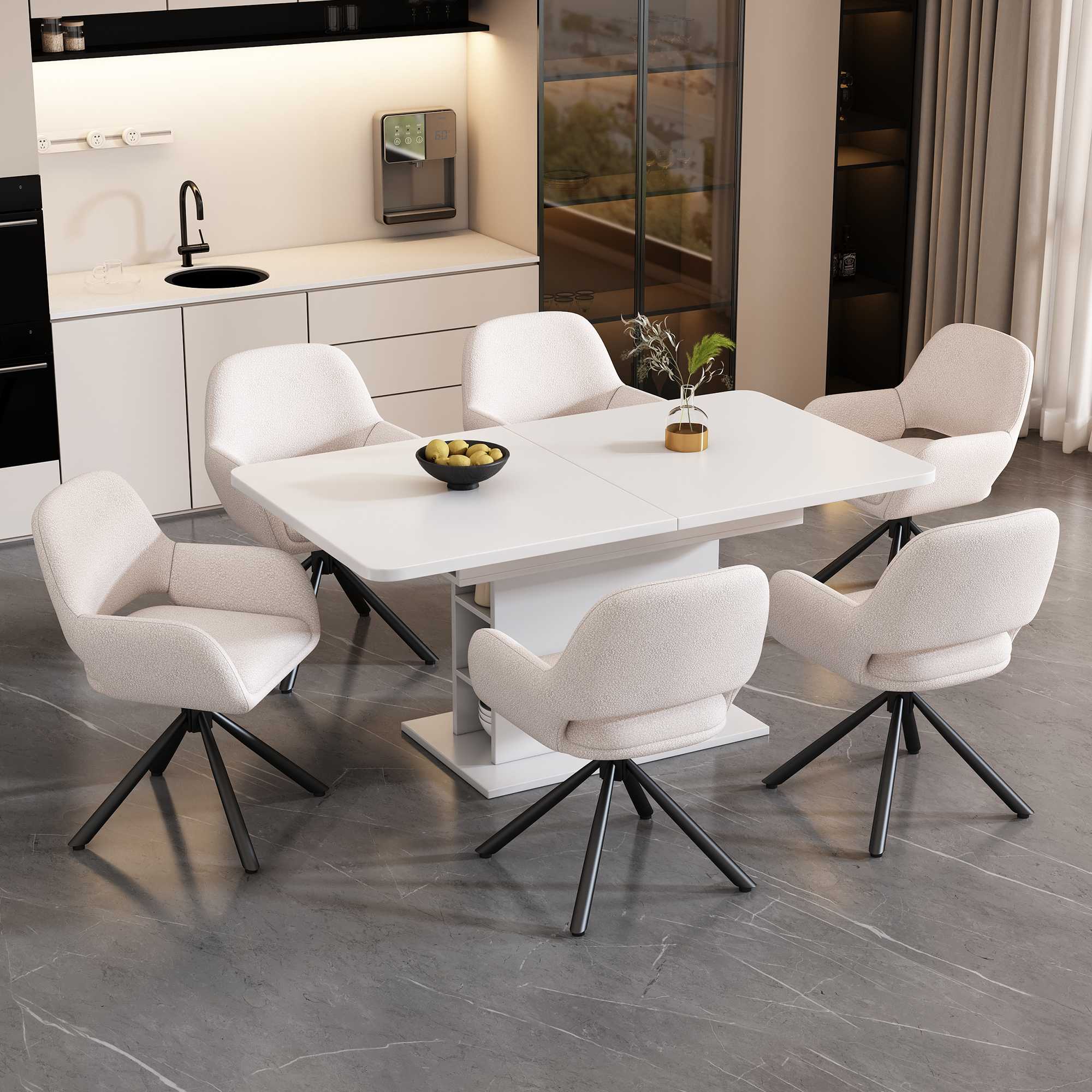 Large Makeup Table, Makeup Table With Adjustable LED Lighting, With Mirror And Makeup Table Stool, 3 Drawers And 2 DoorsBedroom White Dimensions H151 Cm XB110cm XT40 Cm