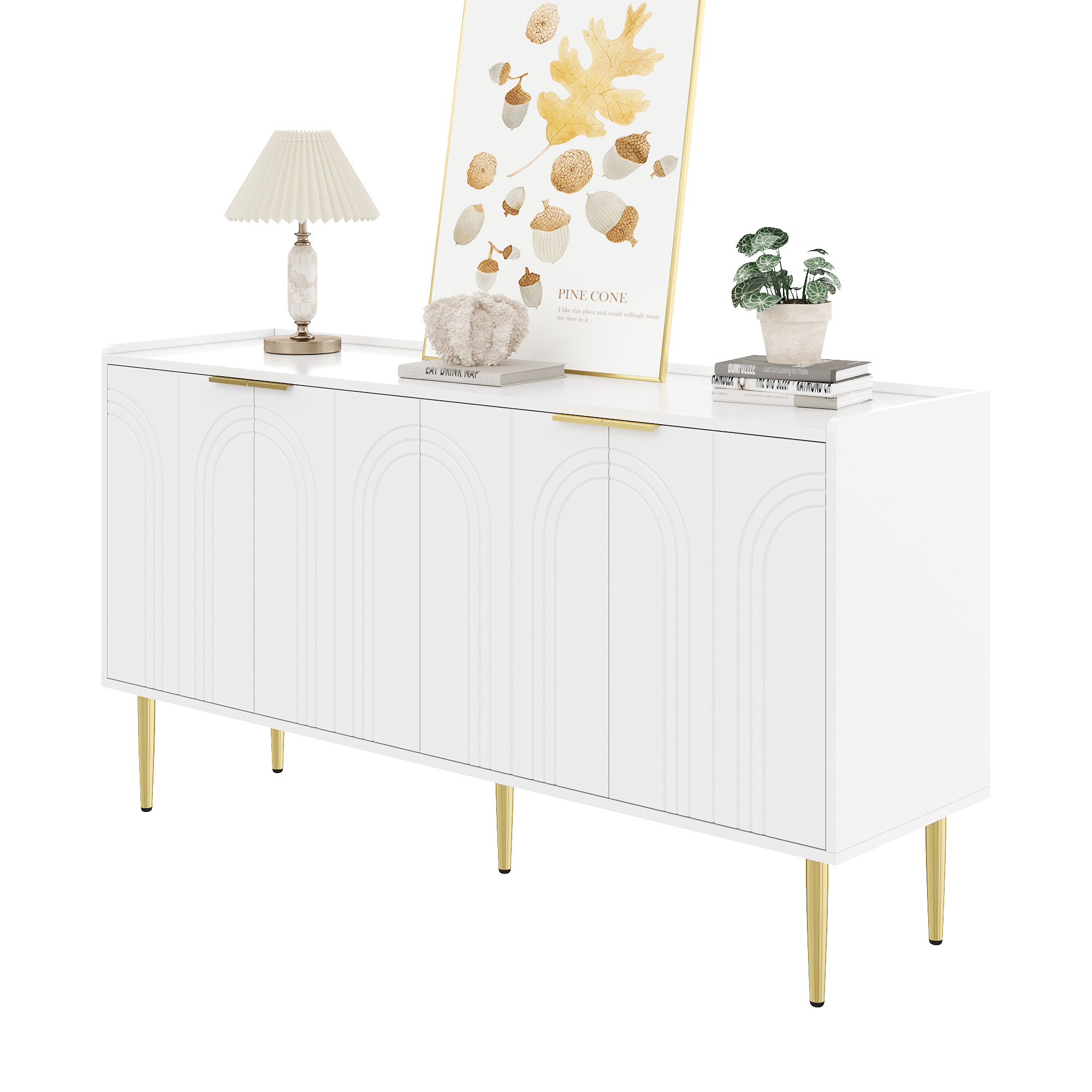 Modern And Simple Credenza Modern Sideboard Cabinet Credenza Storage Buffet Living Room Set,140L X 38W X 75H Cm