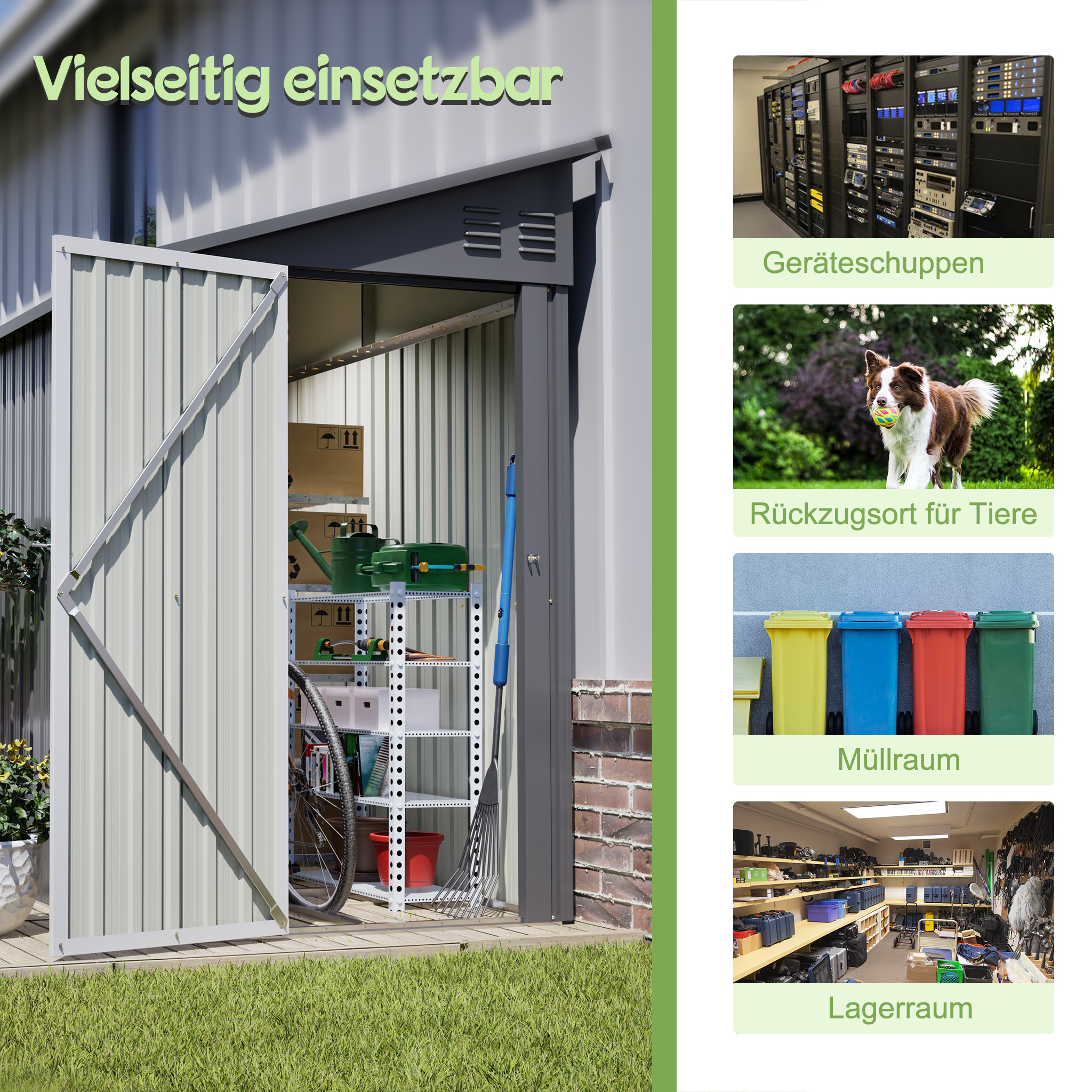 4'x8' Metal Garden Shed, Extension Shed With Lockable Door & 2 Vents, Tool Storage For Backyard & Patio, Gray 2