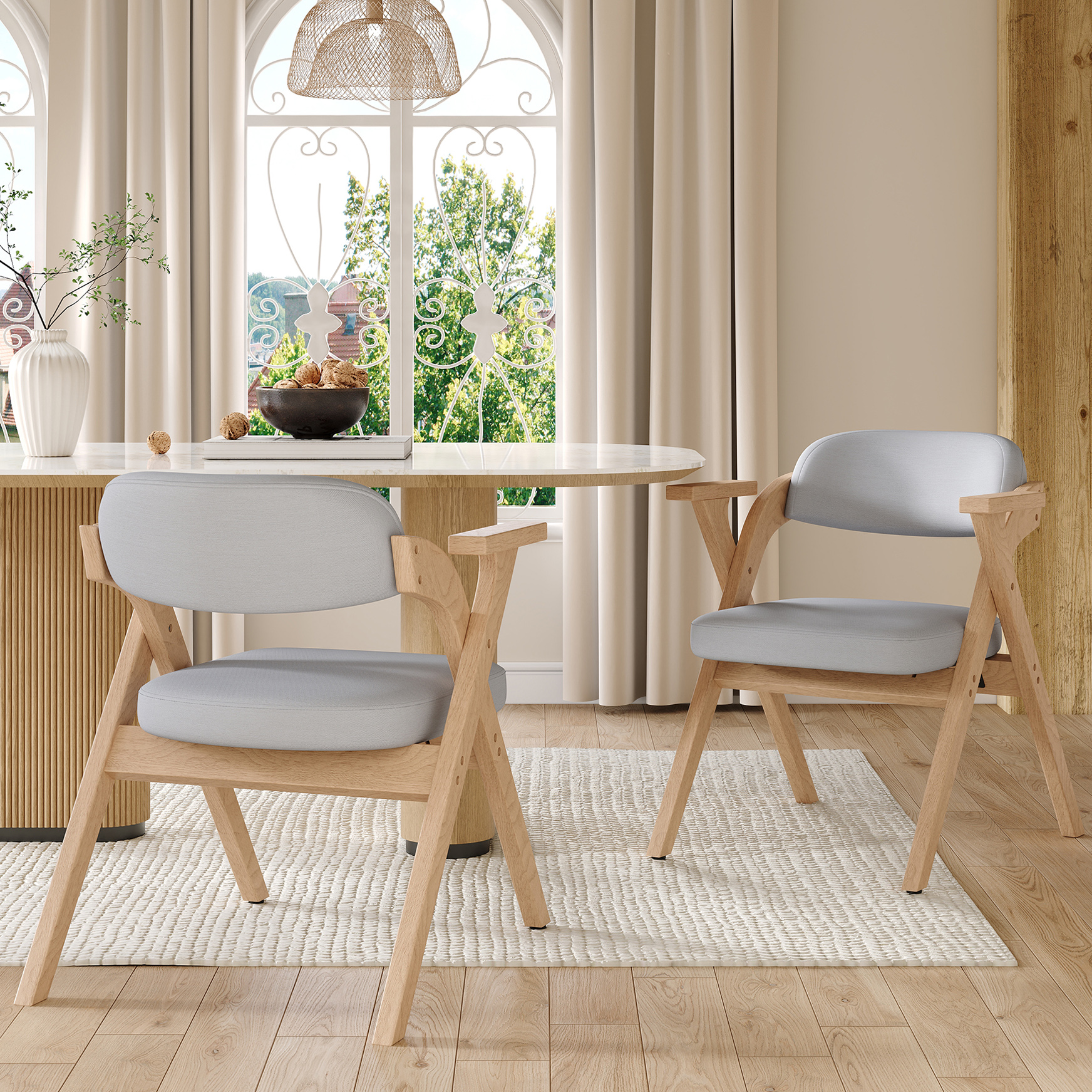 6 Folding Dining Chairs, Solid Wood Dining Chairs, Comfortable And Breathable, Foldable And Storage, Suitable For Dining Room, Living Room, Cafe, Modern Style, Linen, Gray