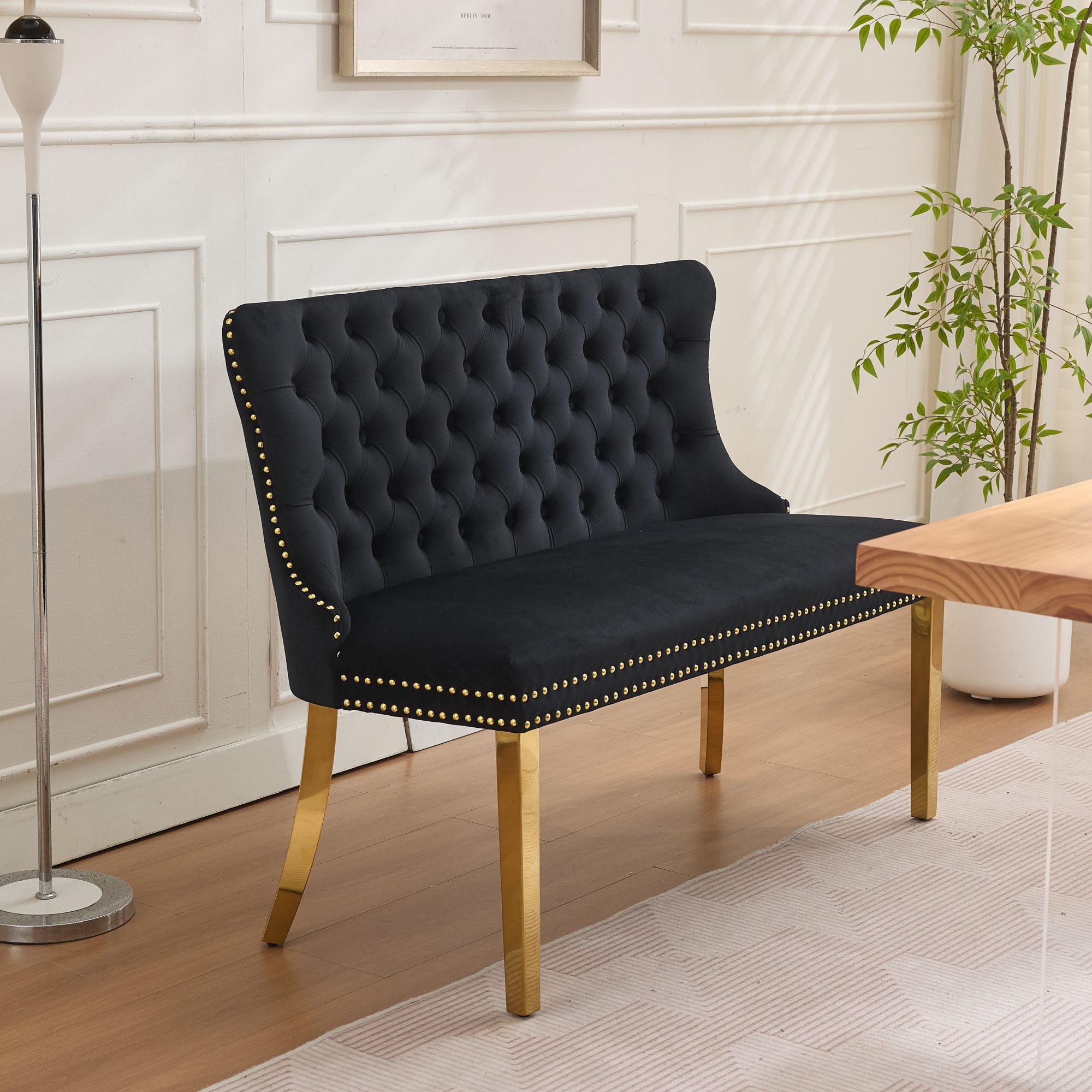 Banc Loveseat double en velours pour salle à manger, sièges de cuisine, banc touffeté 2 places