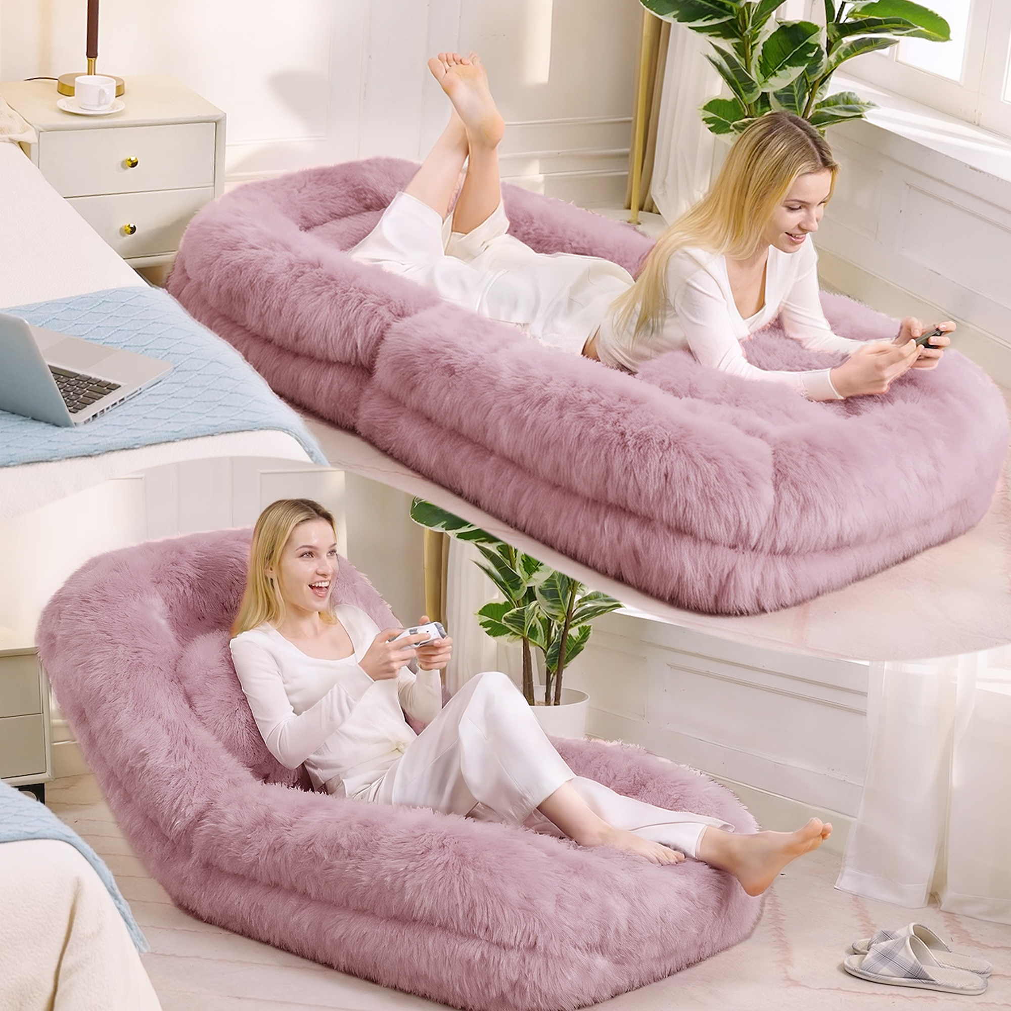 New Arrivals  Video Provided Human Dog Bed, Lazy Sofa, 5 Tier Adjustable, Gaming Chair On Floor, Living Room, Suitable For Gaming, Meditation, Relaxat