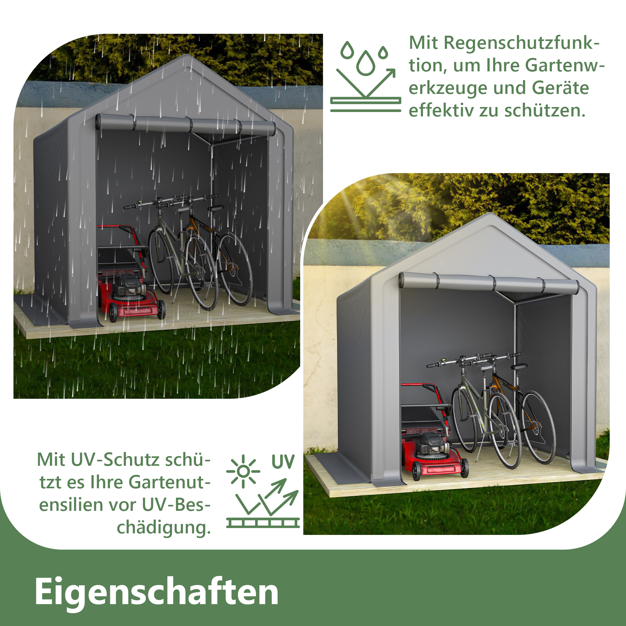 Garden Shed 190x170x200cm, Bicycle Garage, Tool Shed, Garage Tent, Garden Shed Storage Tent Bicycle Shed Tool Tent Storage Garage, Dark Grey 2