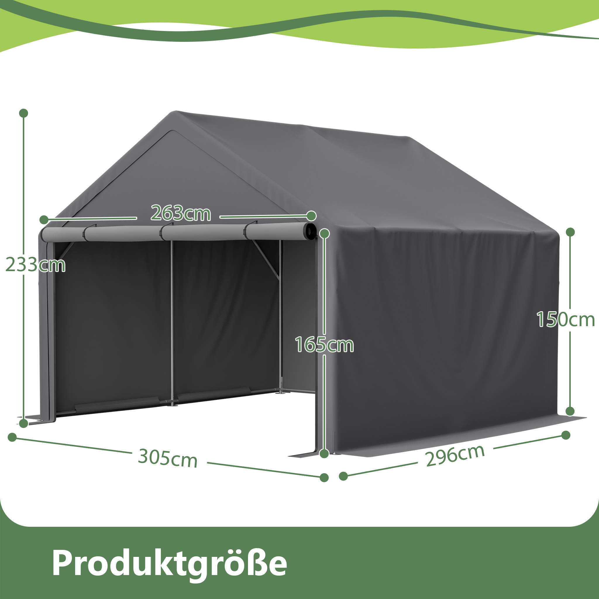 Complete Solution For Outdoor Storage Dark Grey Bicycle Shed Tent With Tool And Garden Tool Storage 305x296x233cm 2
