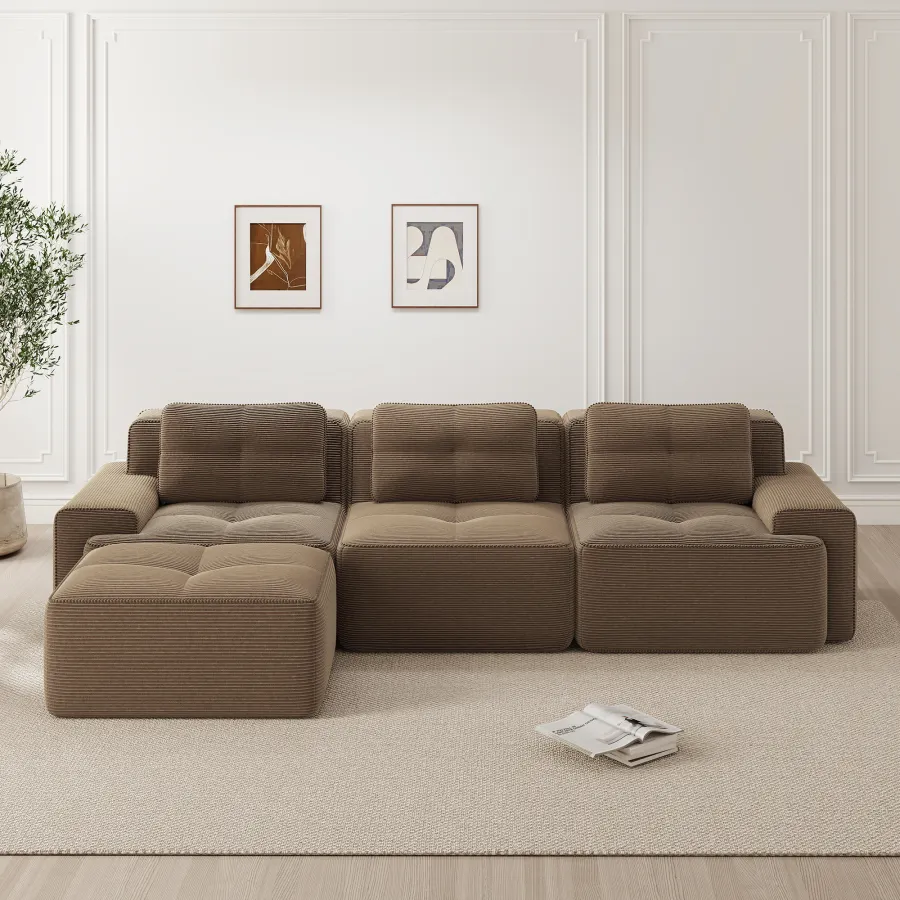Modulsofa Wolke L-Form Cord – Braun