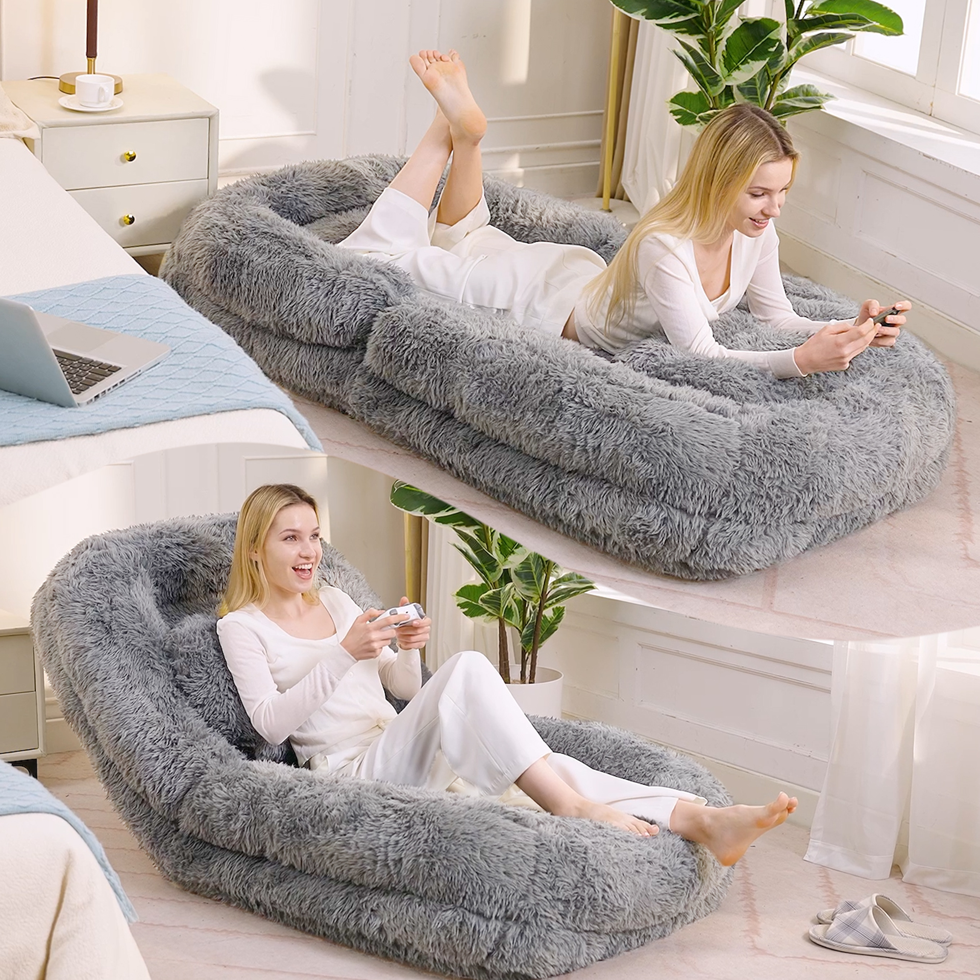 New Arrivals  Video Provided Human Dog Bed, Lazy Sofa, 5 Tier Adjustable, Gaming Chair On Floor, Living Room, Suitable For Gaming, Meditation, Relaxat