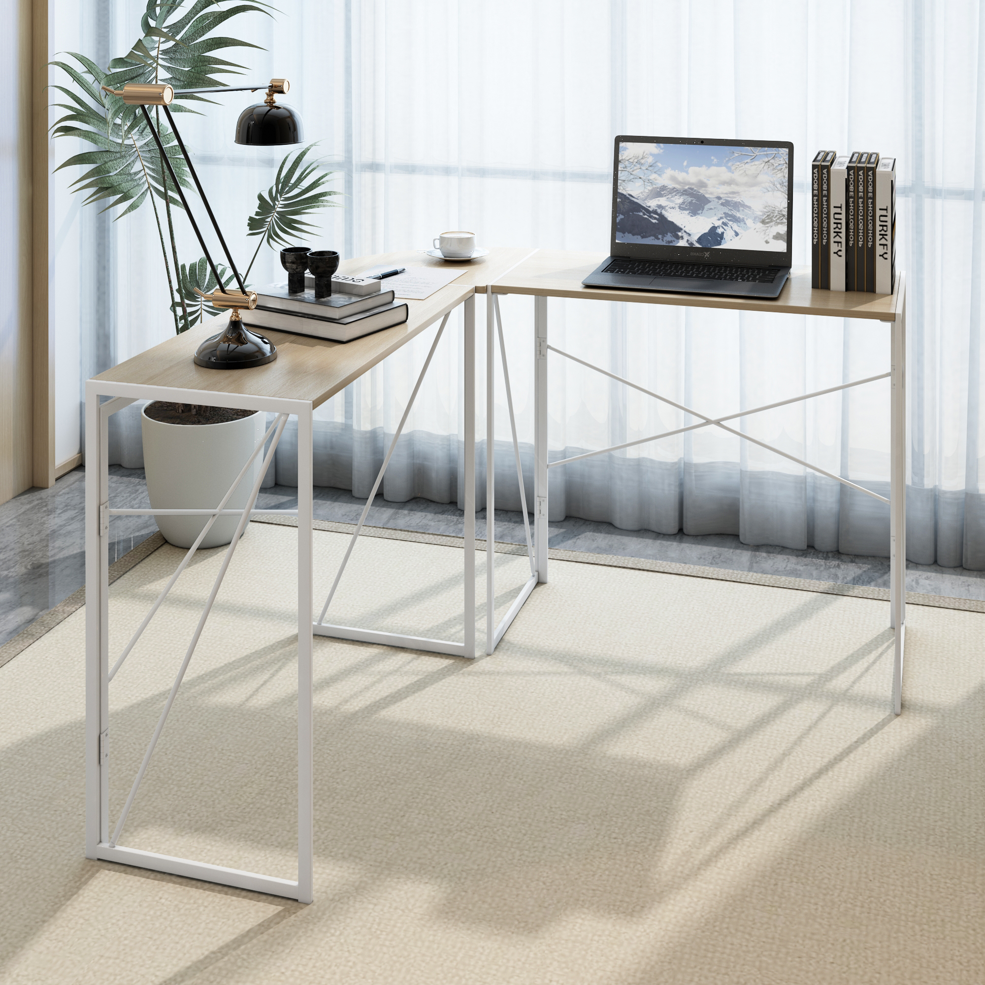 Modern Design L-Shaped Desk Corner Computer Desk PC Laptop Computer Table Study Desk Home Office