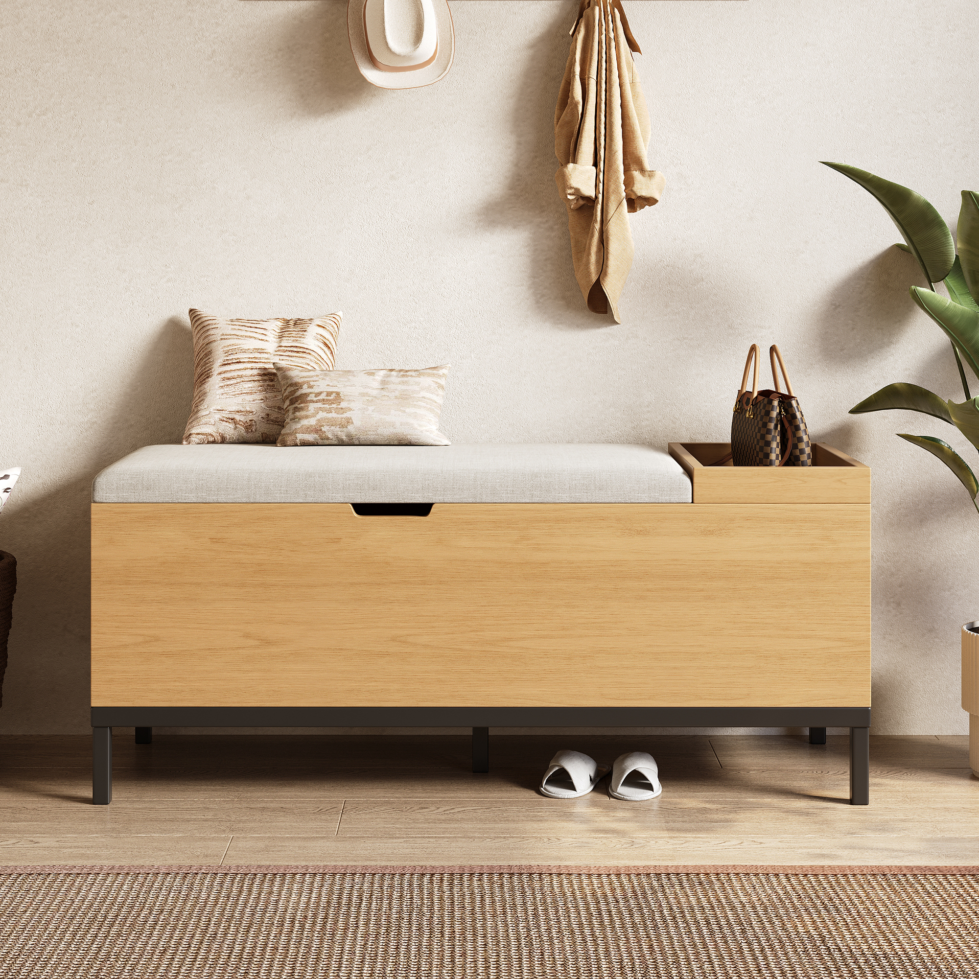 Banc à chaussures, armoire de siège de rangement, boîte pliable et couleur du repose-pied