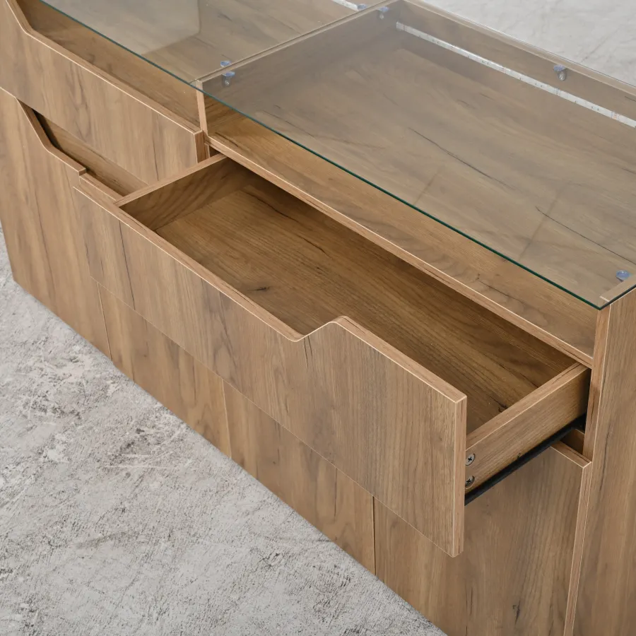 Sideboard With Tempered Glass Top