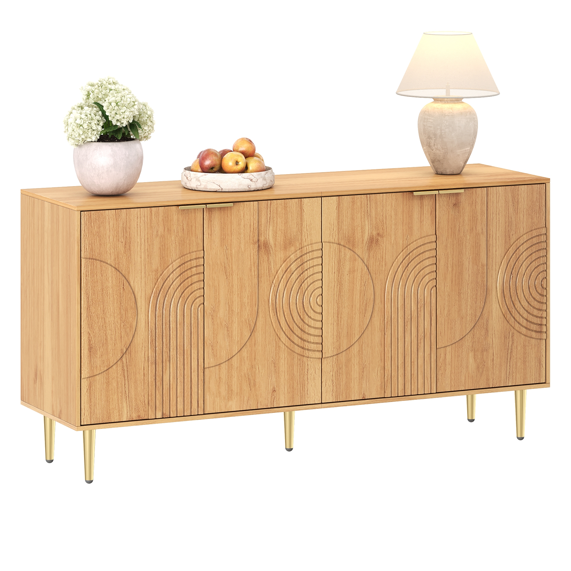 Modern And Simple Credenza Modern Sideboard Cabinet Credenza Storage Buffet Living Room Set, 140L X 40W X 72H  Cm