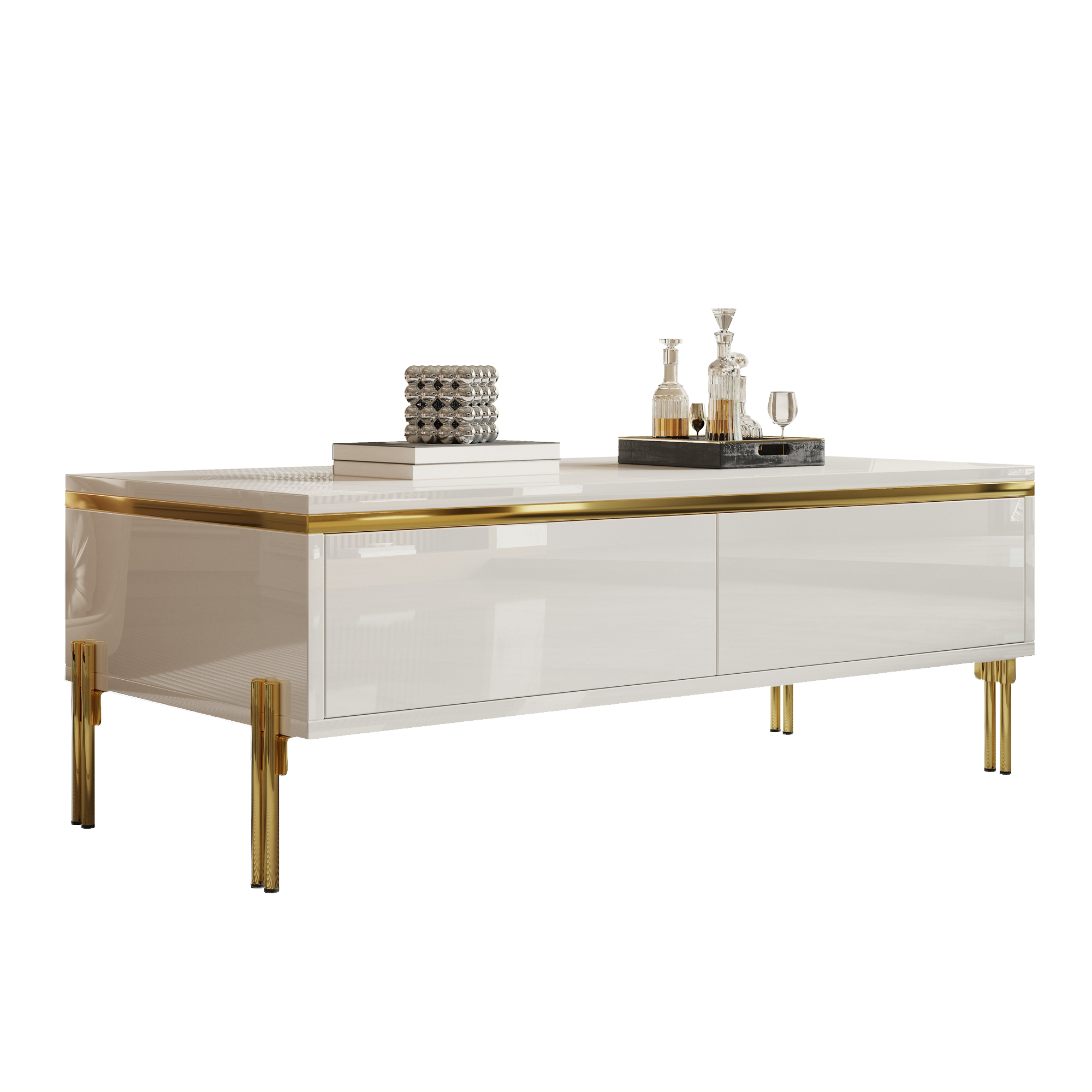Modern High-gloss Coffee Table, Stylish Side Table, Multifunctional, Living Room Furniture,  1 0 0 X 50 X 36 Cm  Length X Width X Height