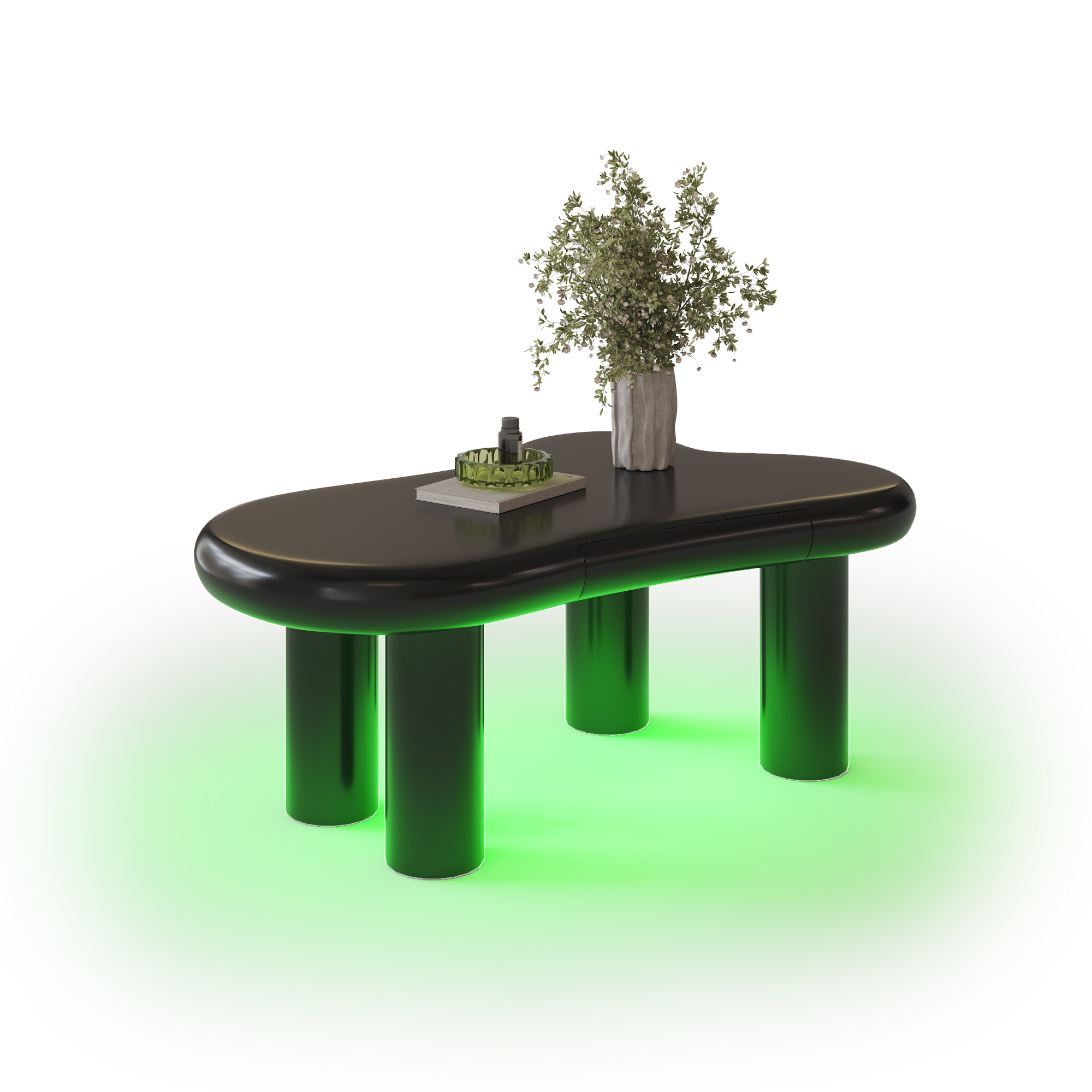 Black Cloud-Shaped MDF Coffee Table With 16-Colour LED Lighting & Drawer  Modern Living Room Table, With Storage