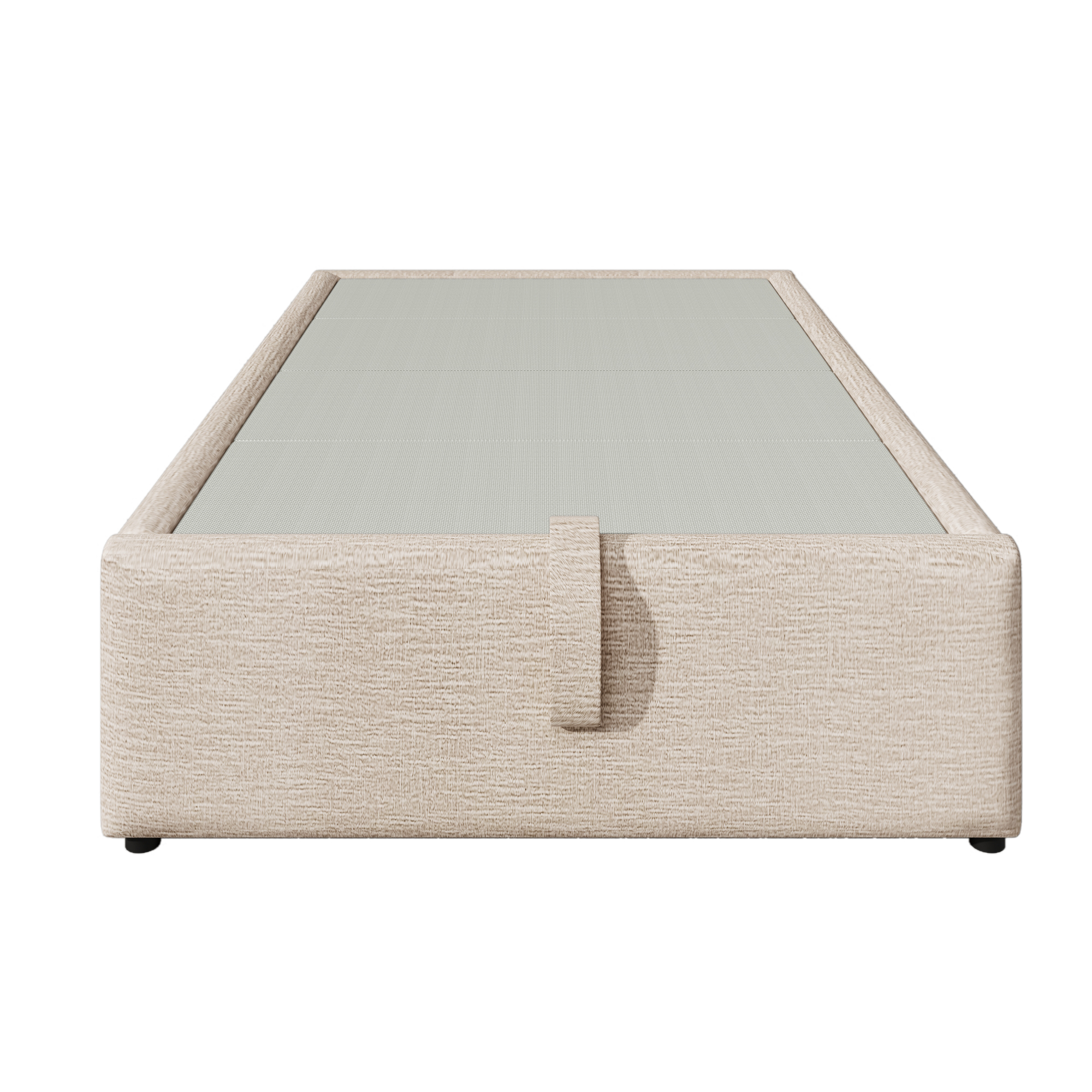 Upholstered Bed Single Bed 90x200 Cm, Struraumbett Bed Frame With USB-C And Full-Surface Slatted Frame, Without Headboard, Linen, Natural 3